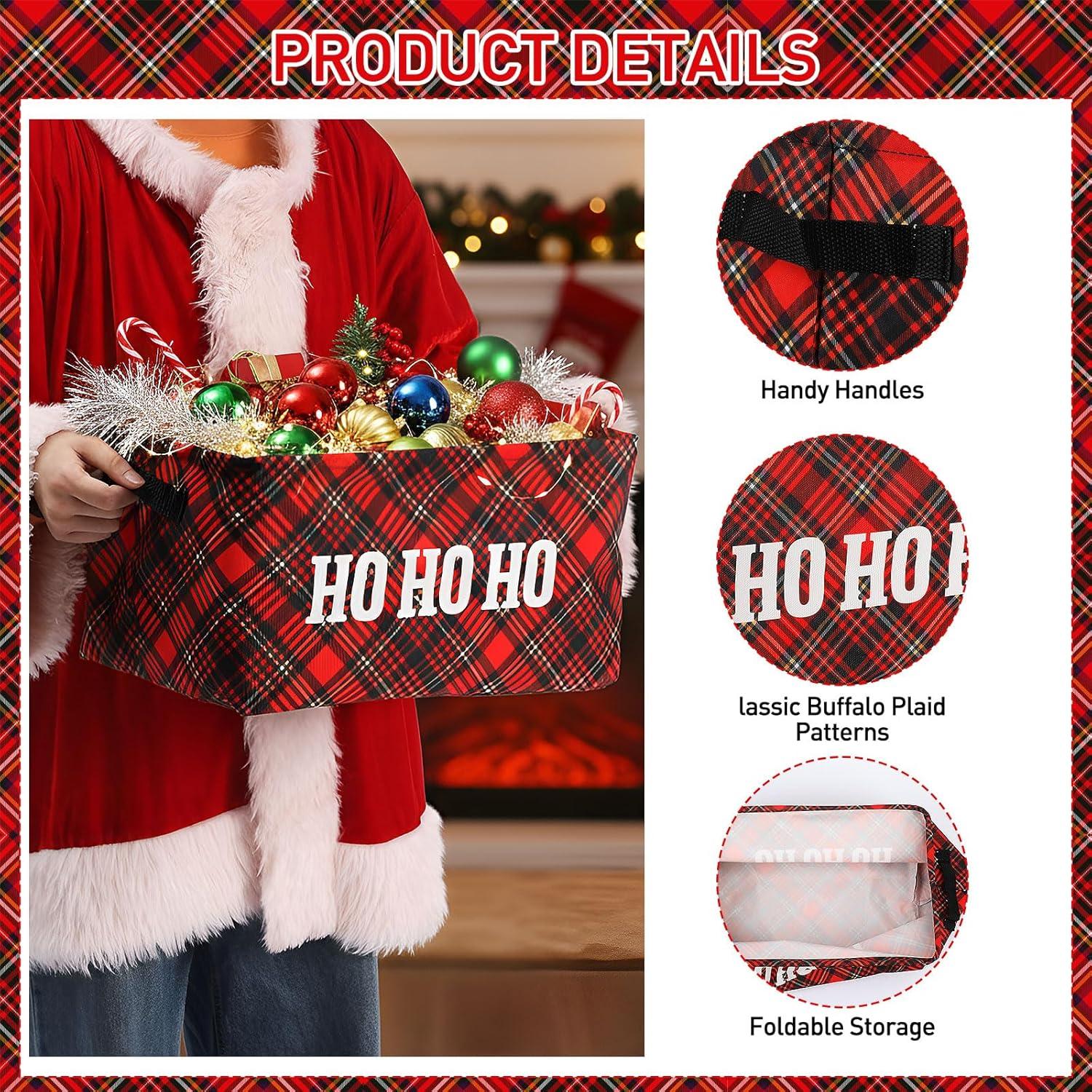 3 Cestas de Almacenamiento Navideñas Plegables FoldTier 39x27x21cm