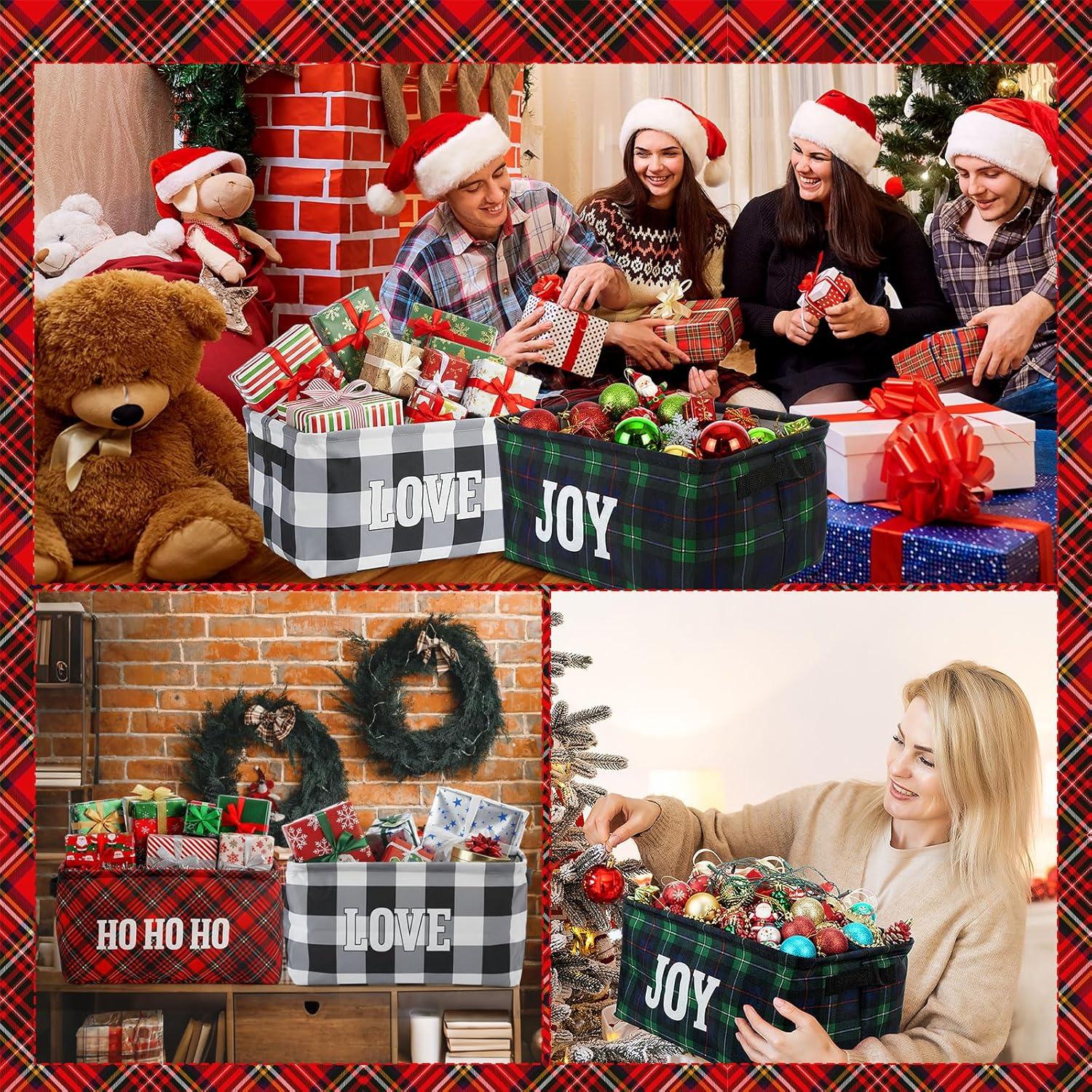 3 Cestas de Almacenamiento Navideñas Plegables FoldTier 39x27x21cm