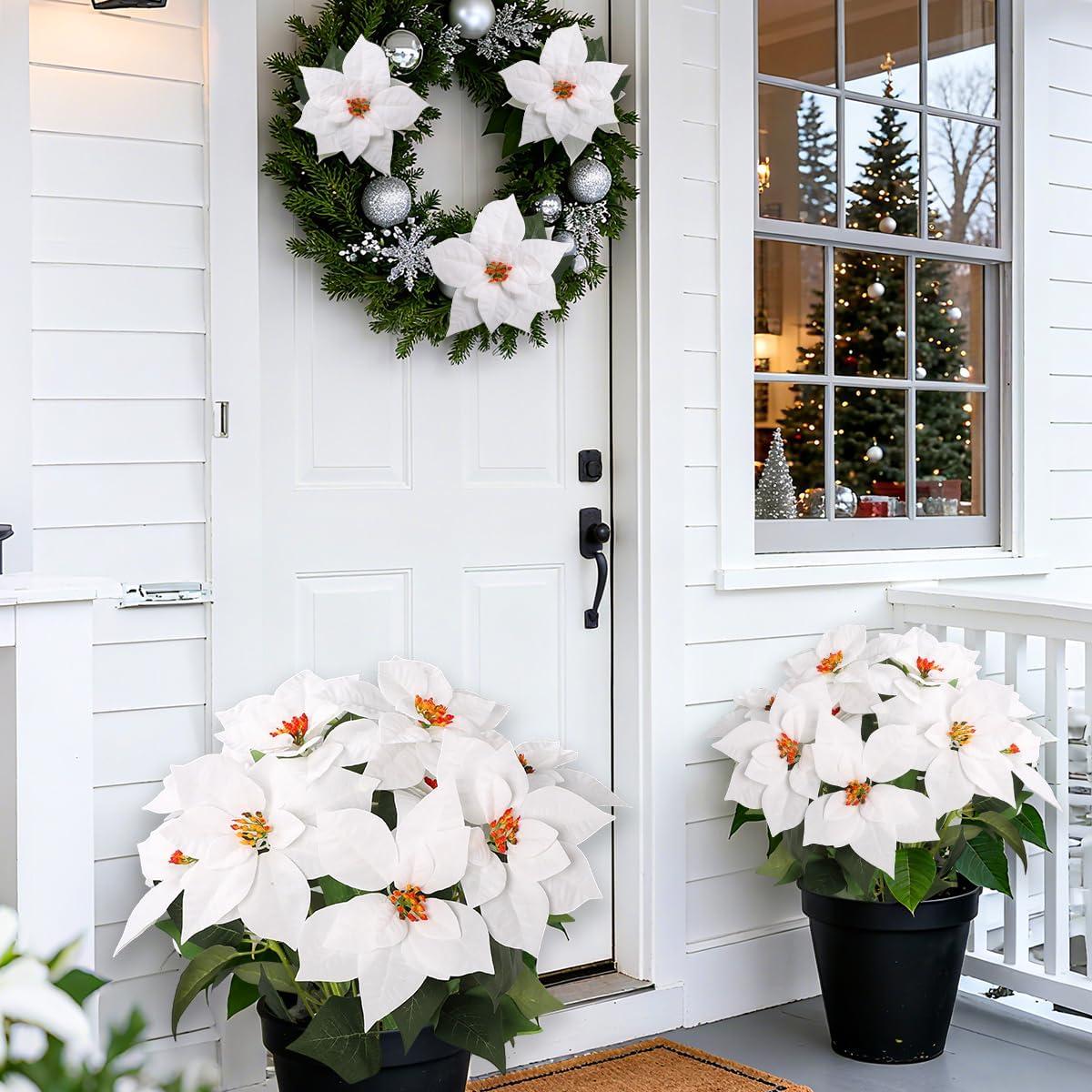 Ramo de Nochebuena Artificial Lcuasc 4pcs 28 Cabezas Blanco