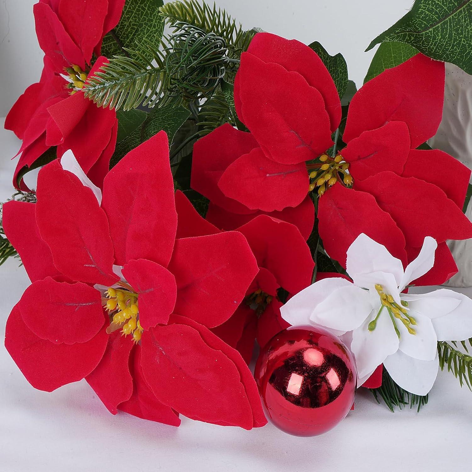 Ramo de Poinsettias Artificiales HO2NLE 48cm - 2 Piezas