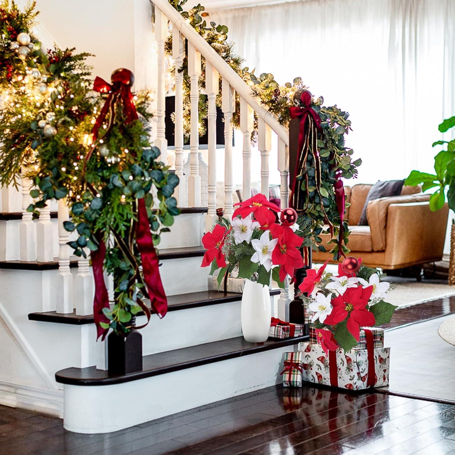 Ramo de Poinsettias Artificiales HO2NLE 48cm - 2 Piezas