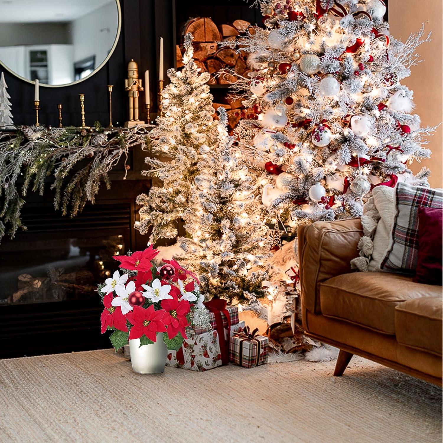 Ramo de Poinsettias Artificiales HO2NLE 48cm - 2 Piezas