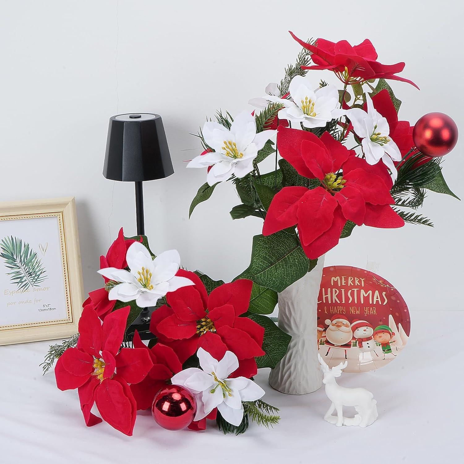 Ramo de Poinsettias Artificiales HO2NLE 48cm - 2 Piezas