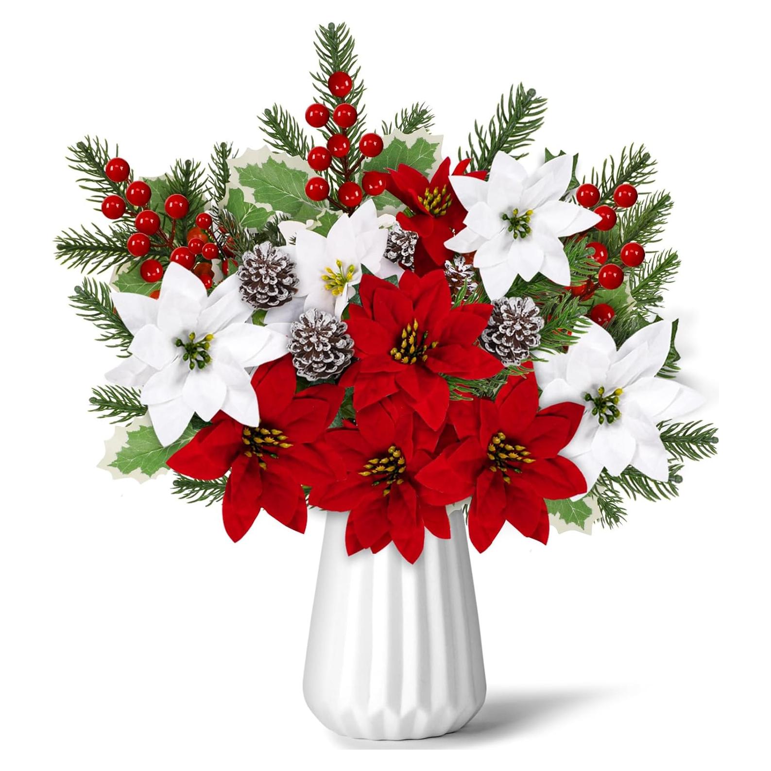 Ramo de Flores Artificiales de Navidad 25 Pcs Yen Jean