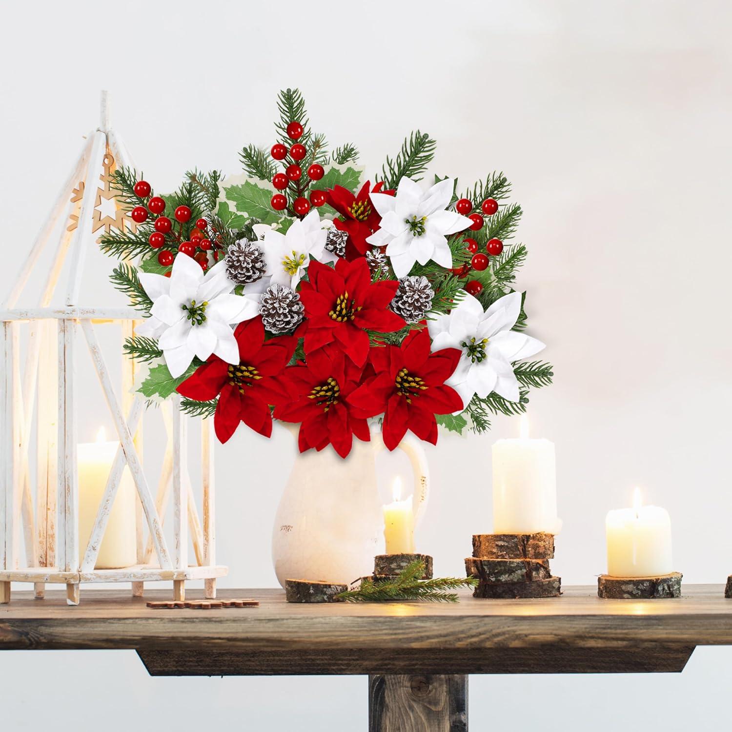 Ramo de Flores Artificiales de Navidad 25 Pcs Yen Jean