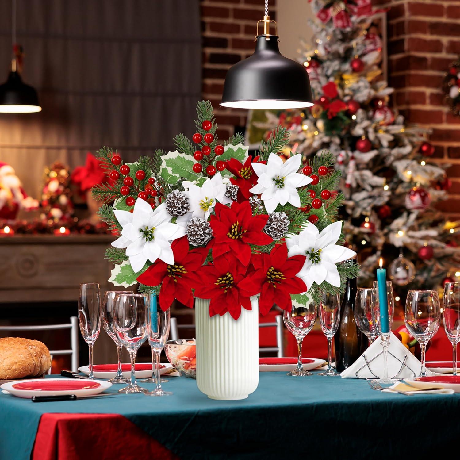 Ramo de Flores Artificiales de Navidad 25 Pcs Yen Jean