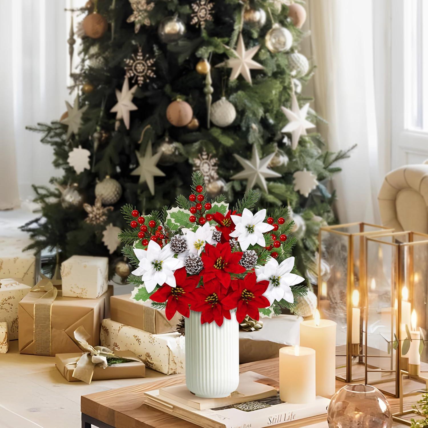 Ramo de Flores Artificiales de Navidad 25 Pcs Yen Jean