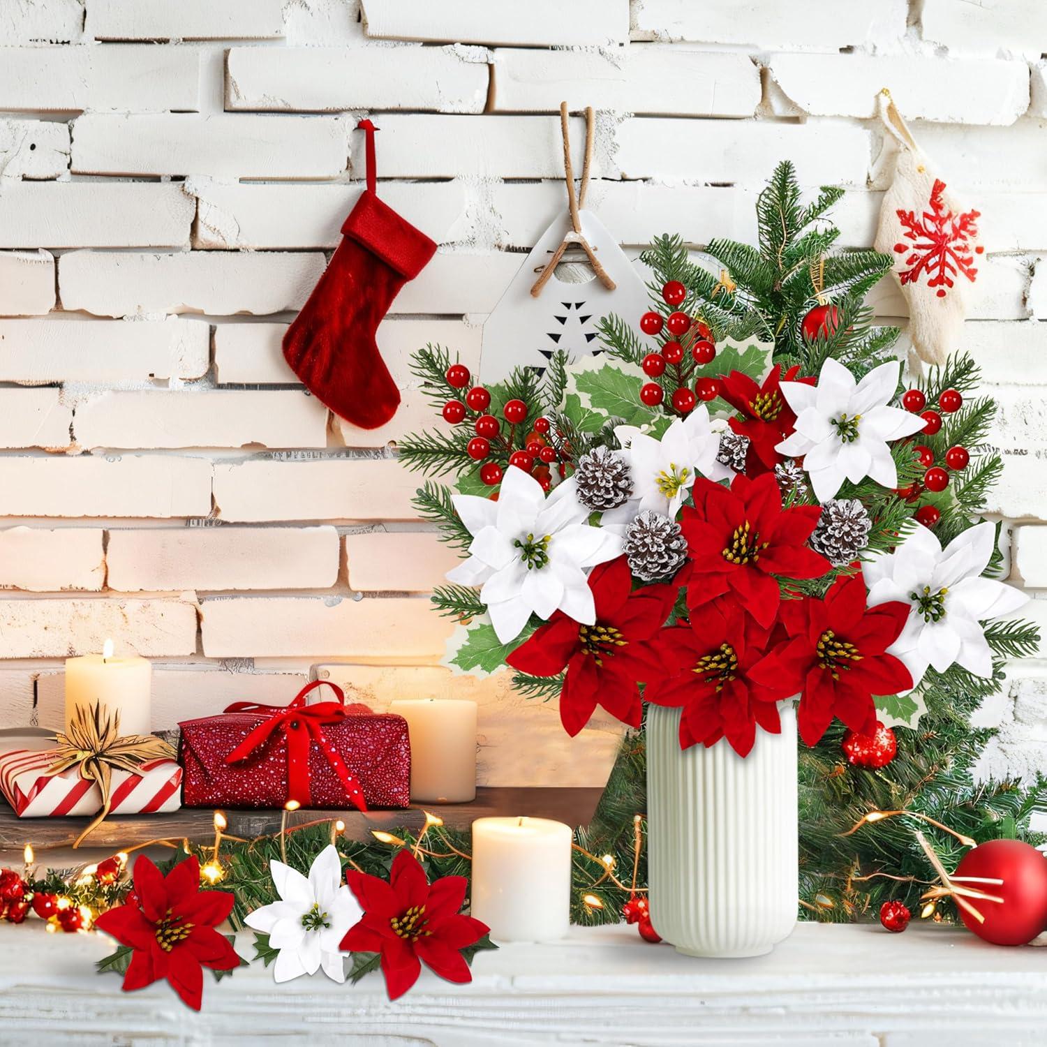 Ramo de Flores Artificiales de Navidad 25 Pcs Yen Jean