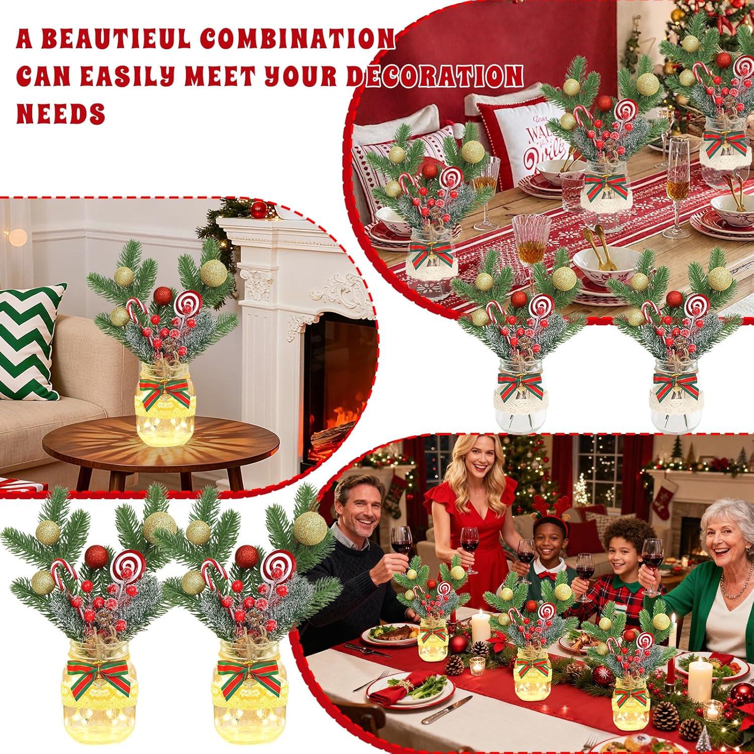 Centros de Mesa de Navidad 3Pcs Tarros Conserva SEMONONIA