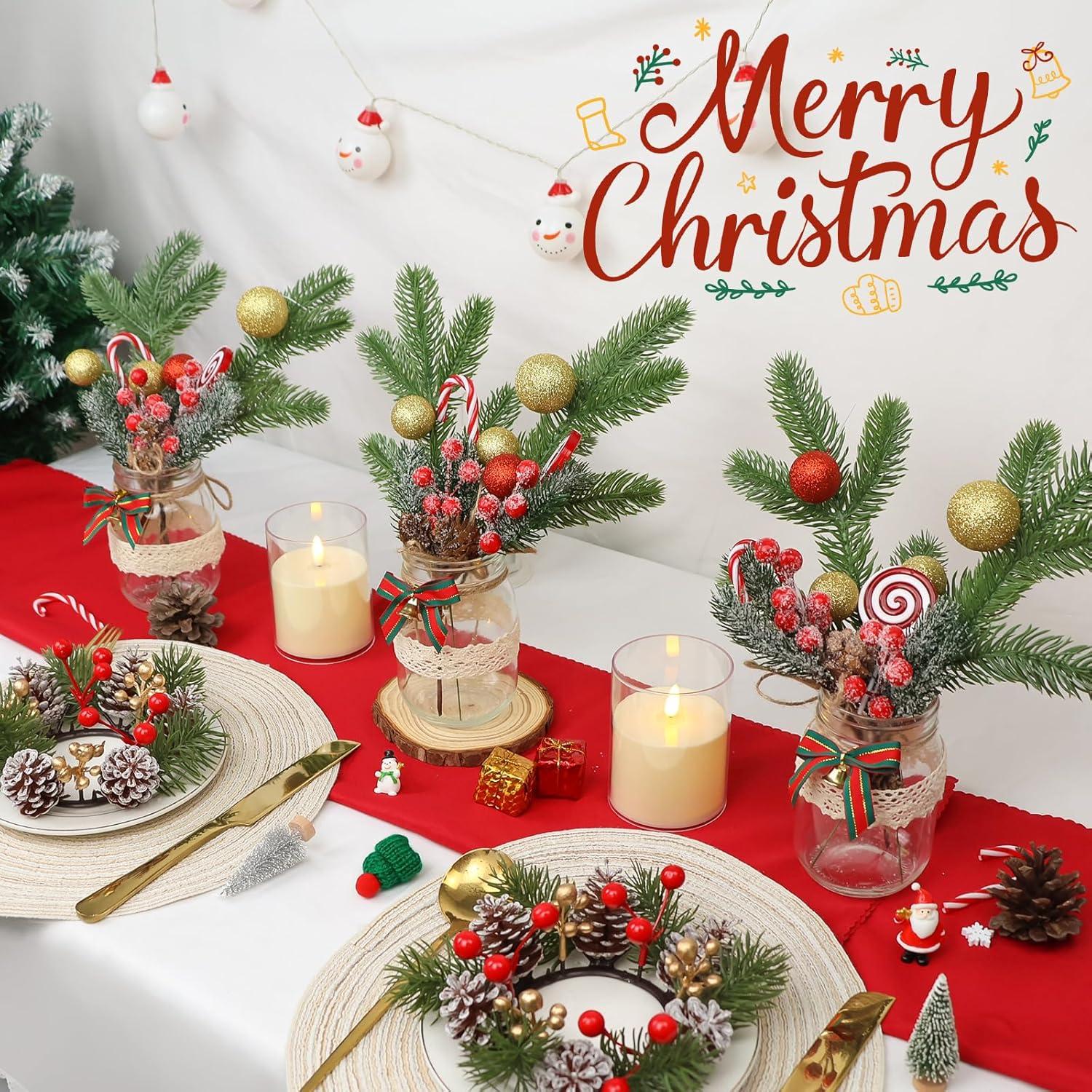 Centros de Mesa de Navidad 3Pcs Tarros Conserva SEMONONIA