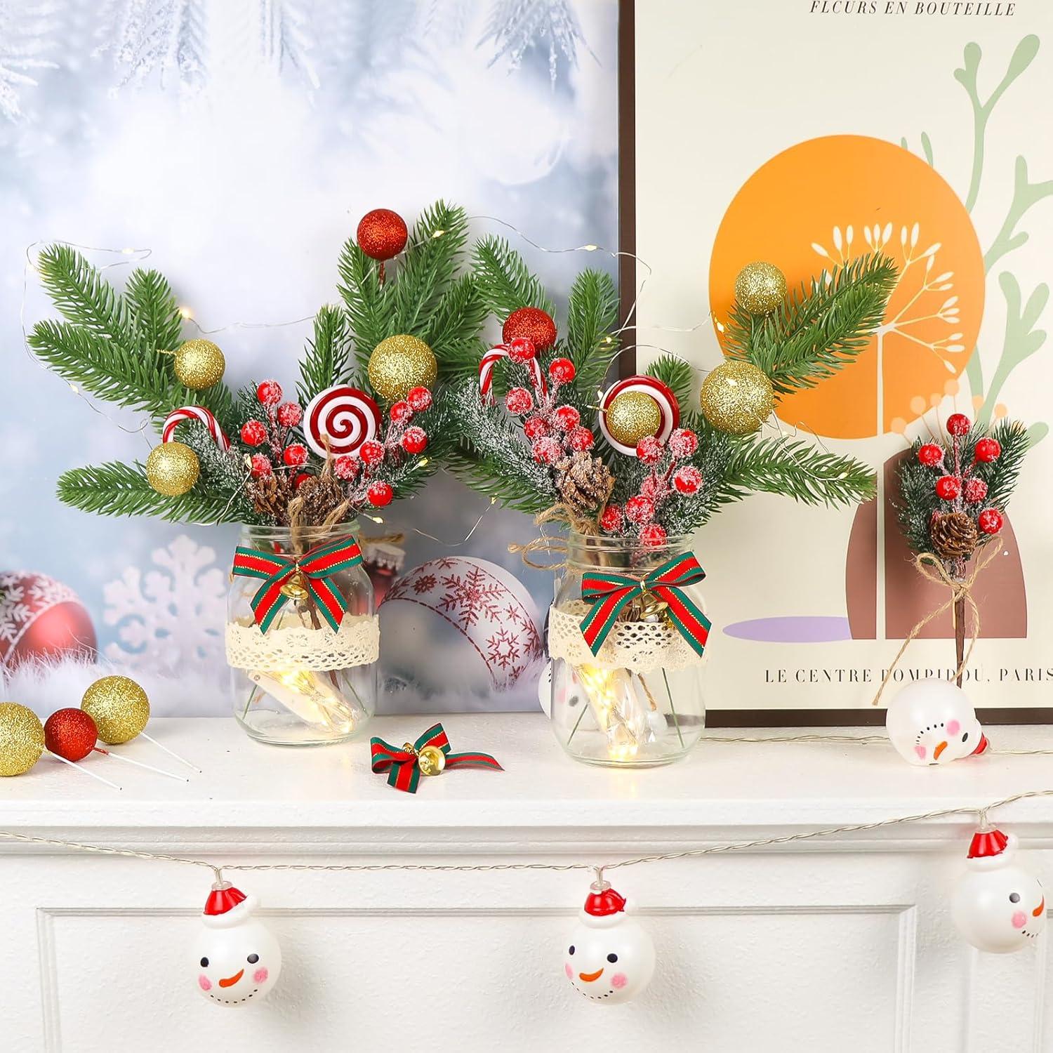 Centros de Mesa de Navidad 3Pcs Tarros Conserva SEMONONIA