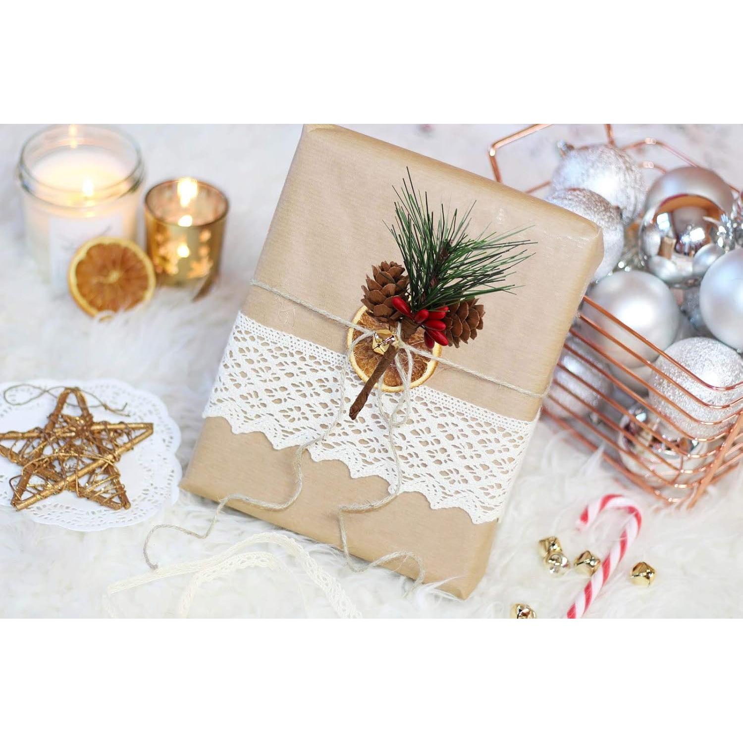 24 Piezas Decoraciones de Pino Artificial Geefuun - Agujas y Cuerda de Yute