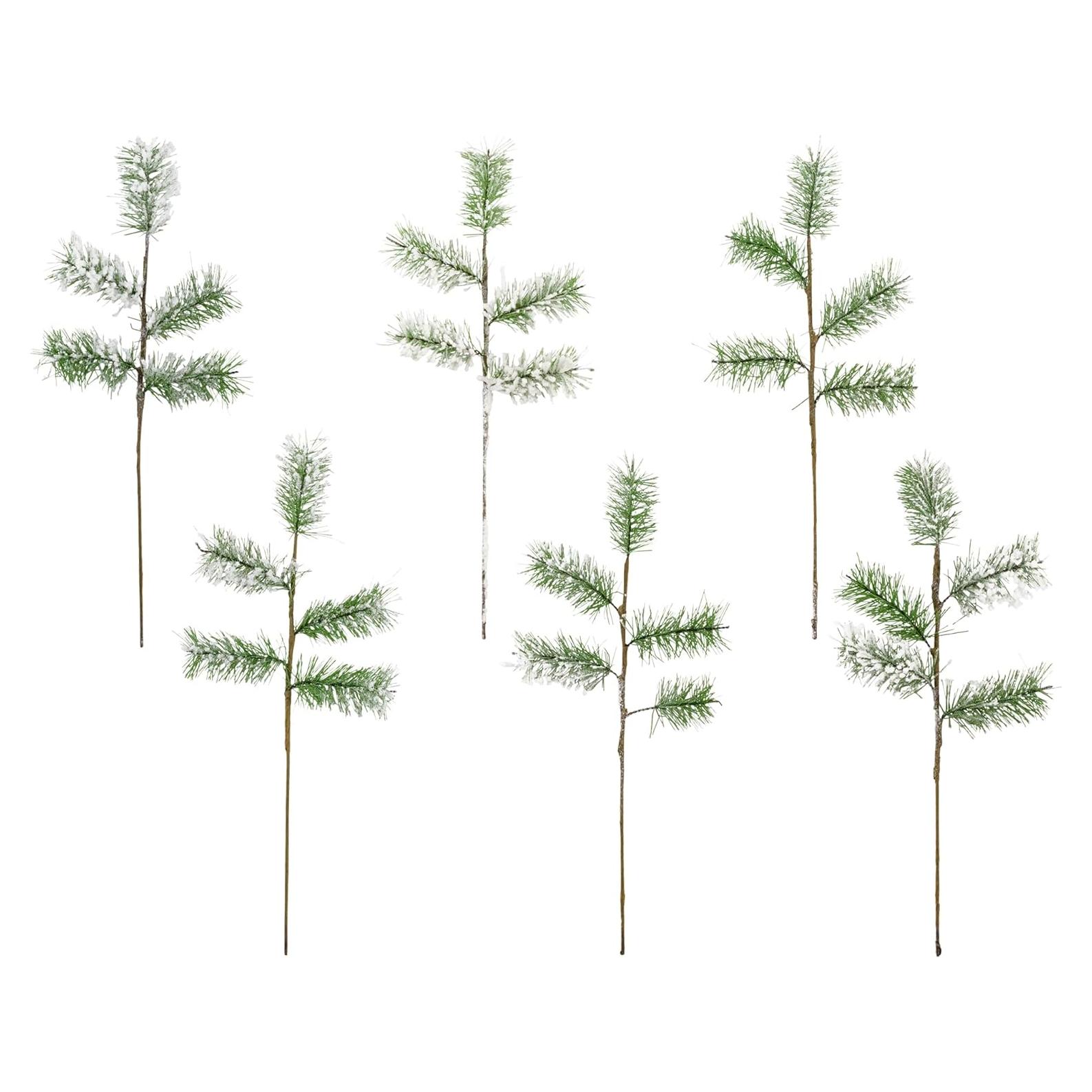 Ramas de Pino Nevado AuldHome - Paquete de 6 - 28 cm