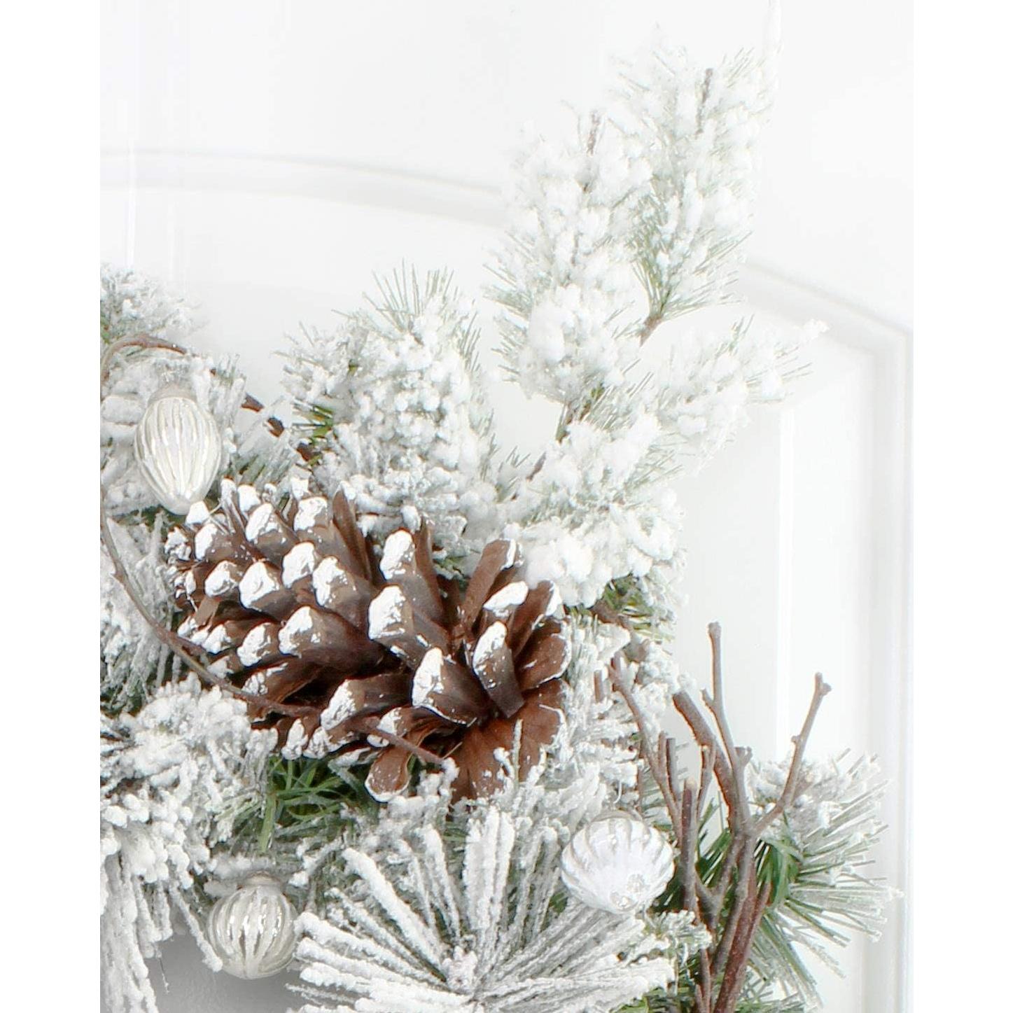 Ramas de Pino Nevado AuldHome - Paquete de 6 - 28 cm