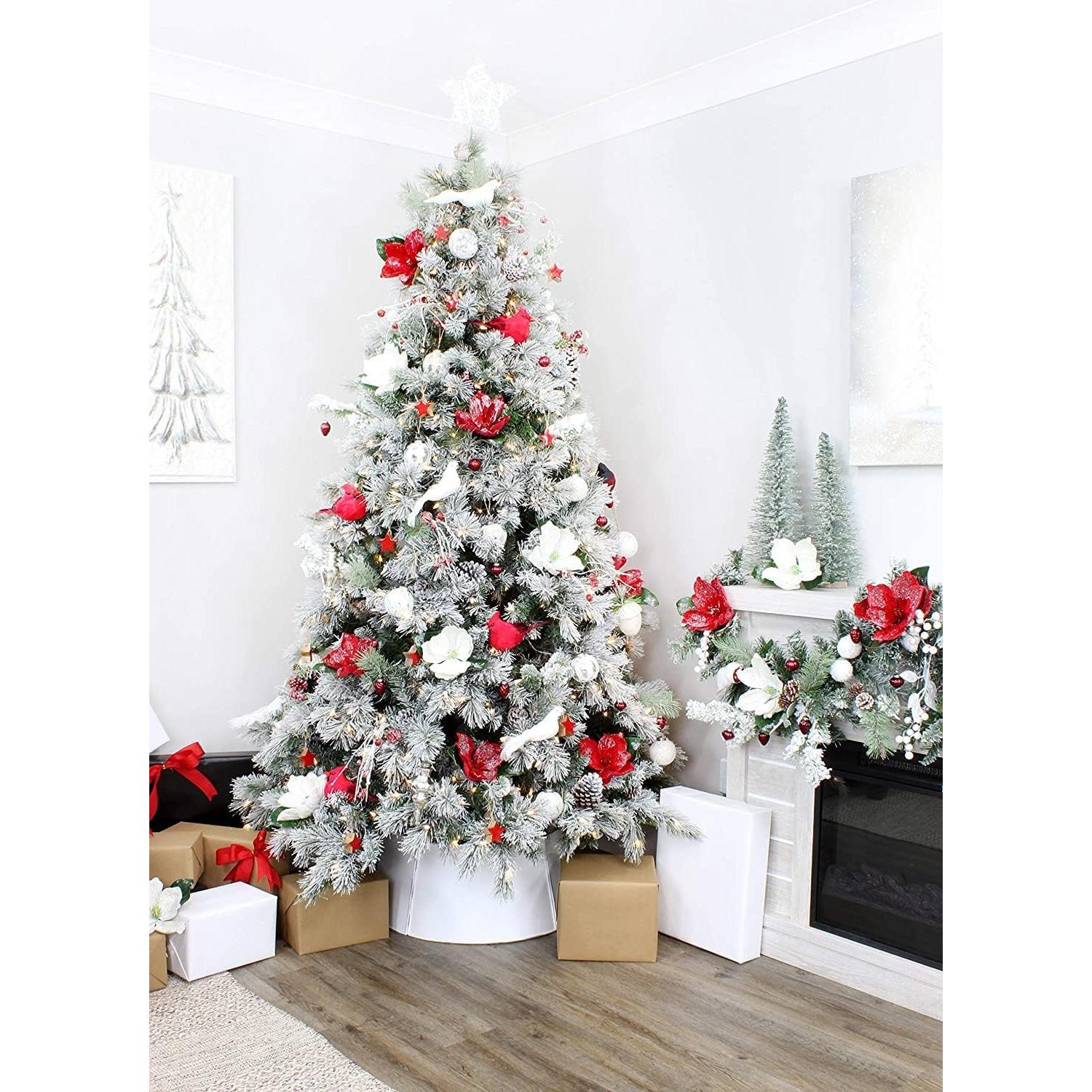 Ramas de Pino Nevado AuldHome - Paquete de 6 - 28 cm