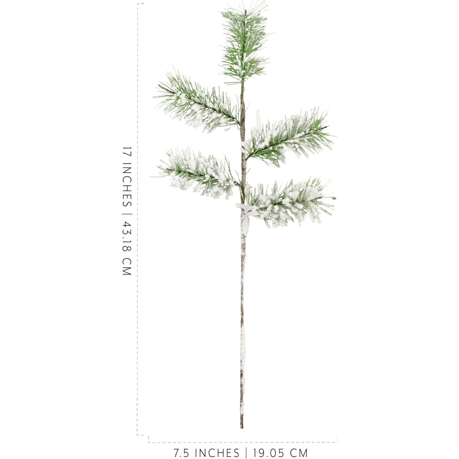 Ramas de Pino Nevado AuldHome - Paquete de 6 - 28 cm