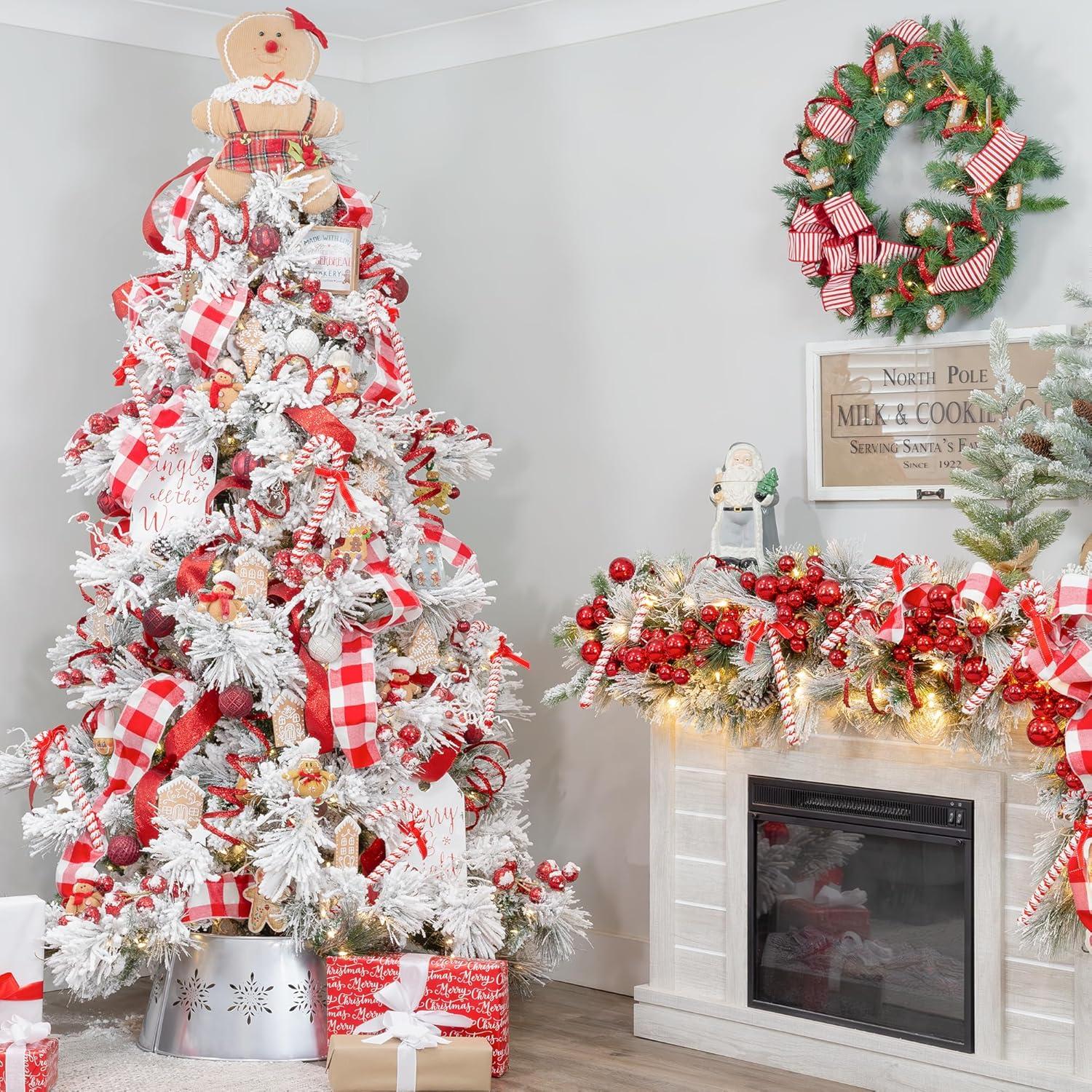 Ramas de Pino Nevado AuldHome - Paquete de 6 - 28 cm