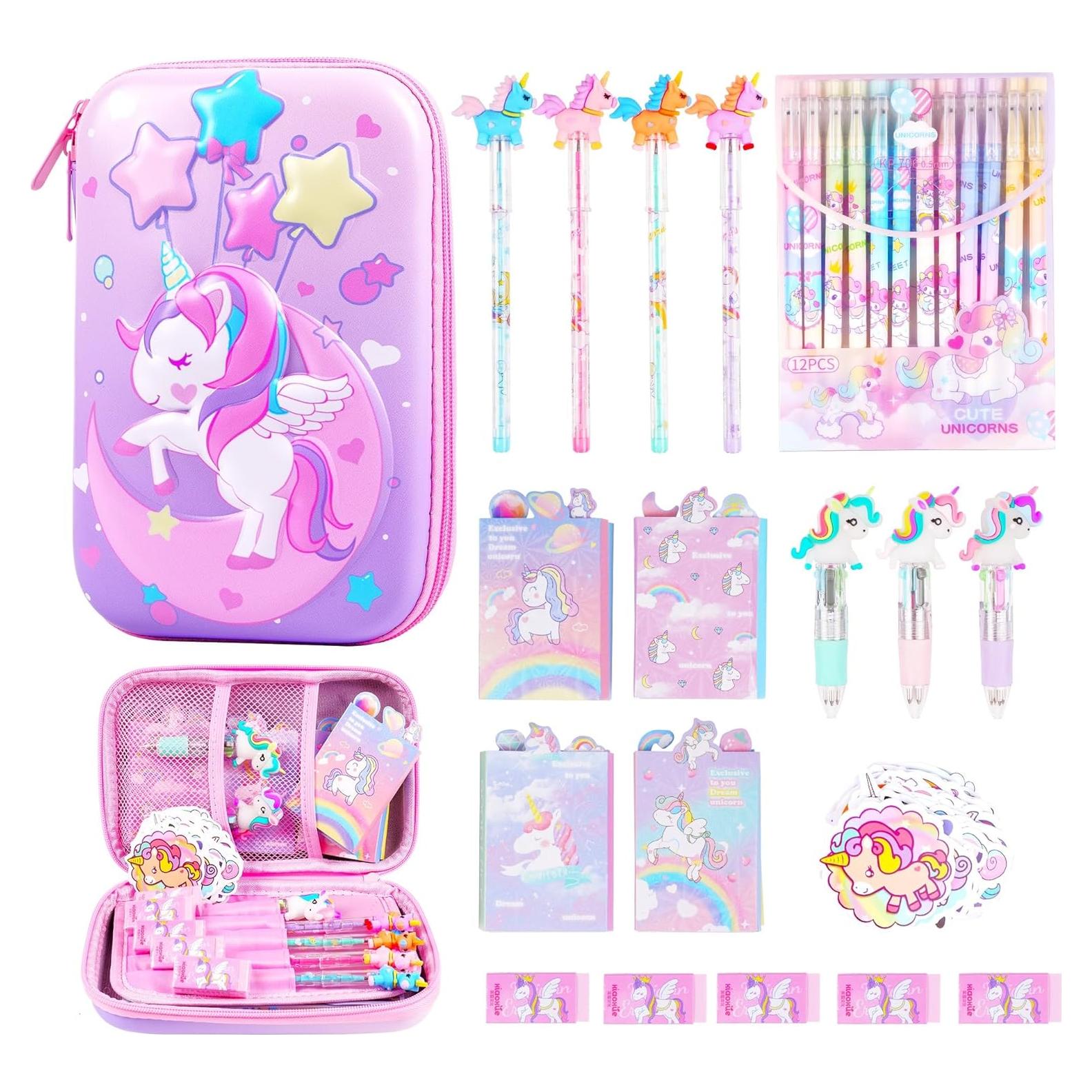 Estuche de Lápices LiYiQ Unicornio Rosa con Accesorios