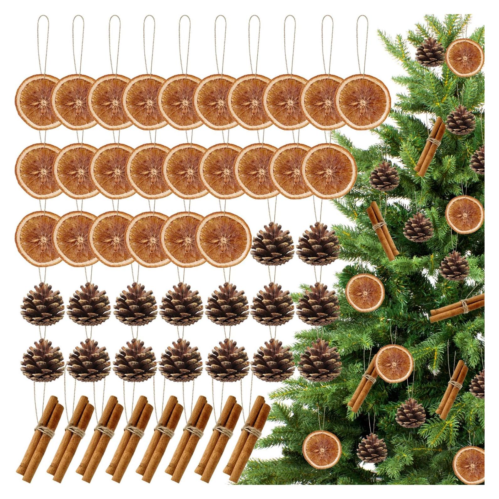 48 Piezas Adornos de Navidad Rústicos Benwanfee - Piñas, Naranjas y Canela