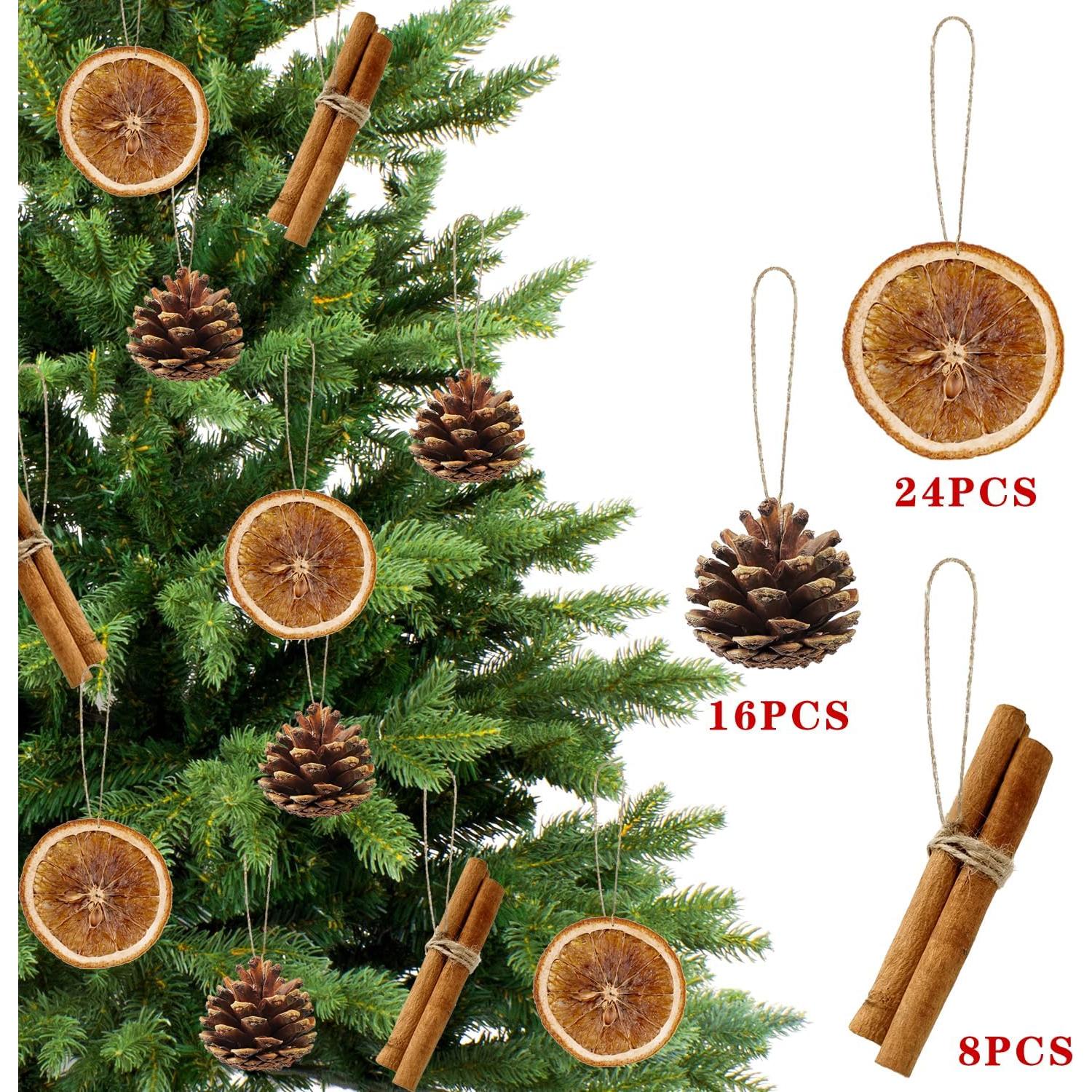 48 Piezas Adornos de Navidad Rústicos Benwanfee - Piñas, Naranjas y Canela