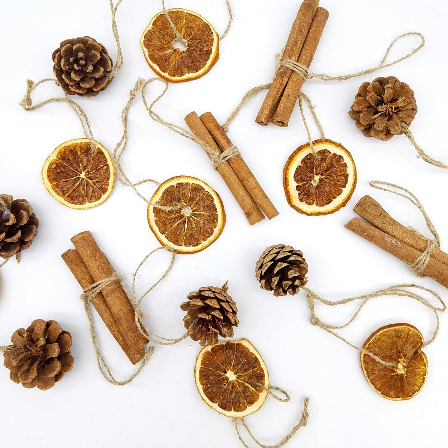 48 Piezas Adornos de Navidad Rústicos Benwanfee - Piñas, Naranjas y Canela