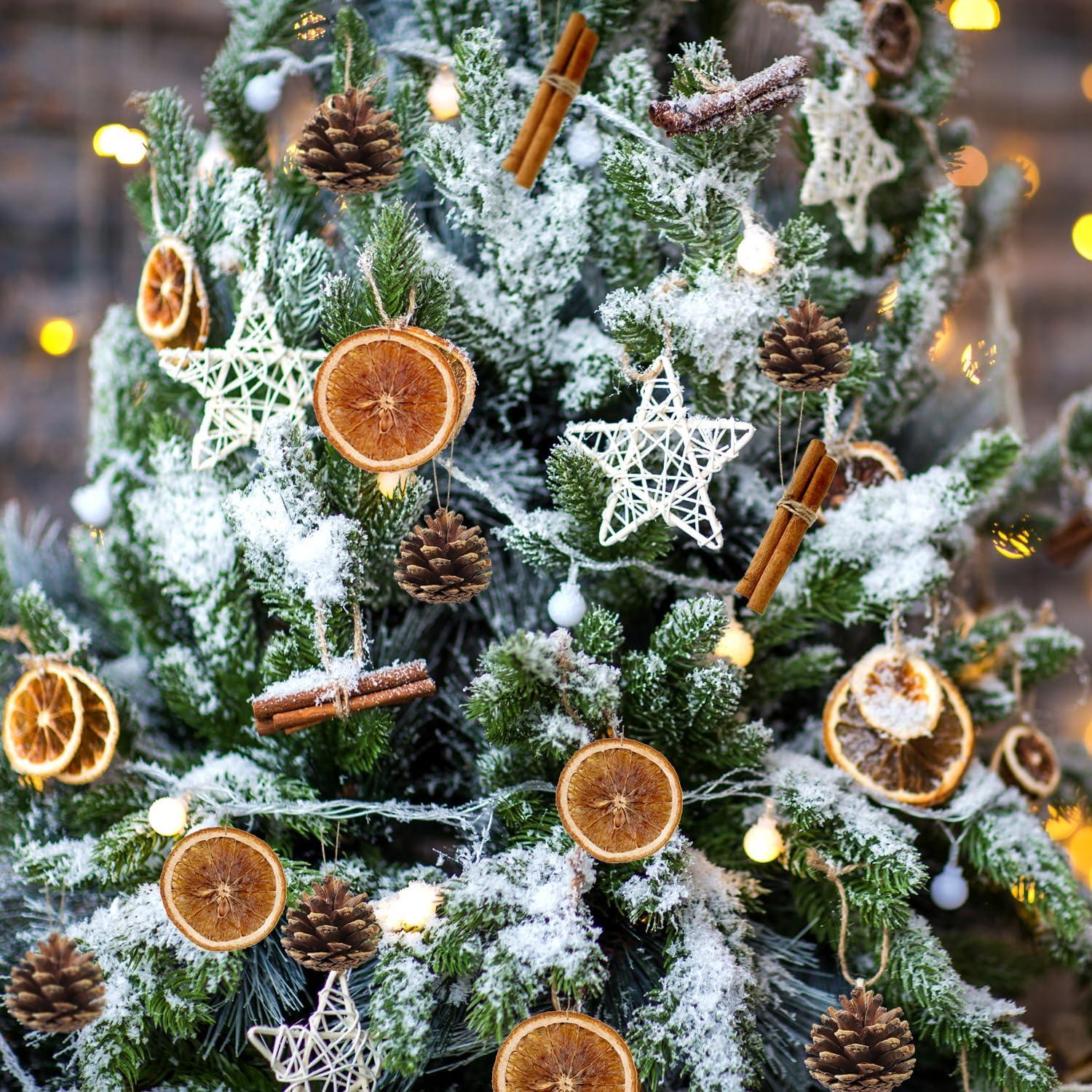 48 Piezas Adornos de Navidad Rústicos Benwanfee - Piñas, Naranjas y Canela