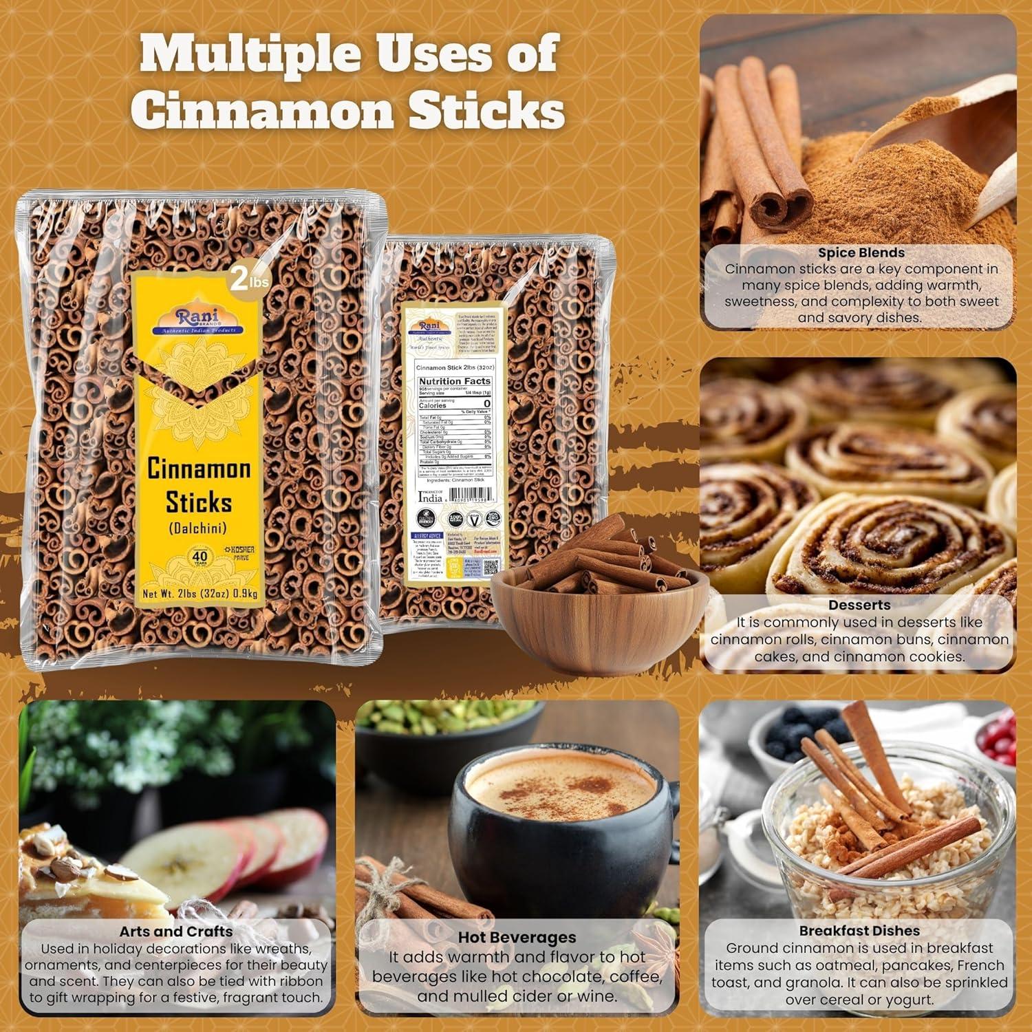 Palitos de Canela Rani 908g - Aroma Fuerte, Kosher, 175-200 Unidades