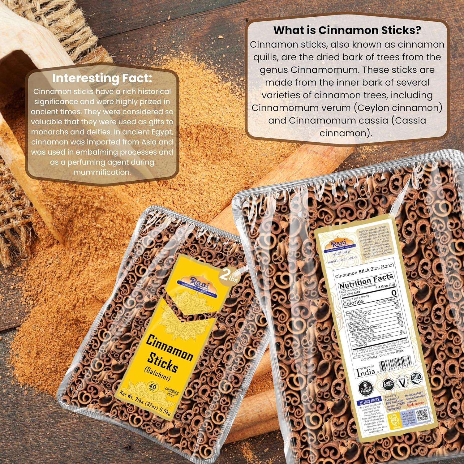 Palitos de Canela Rani 908g - Aroma Fuerte, Kosher, 175-200 Unidades