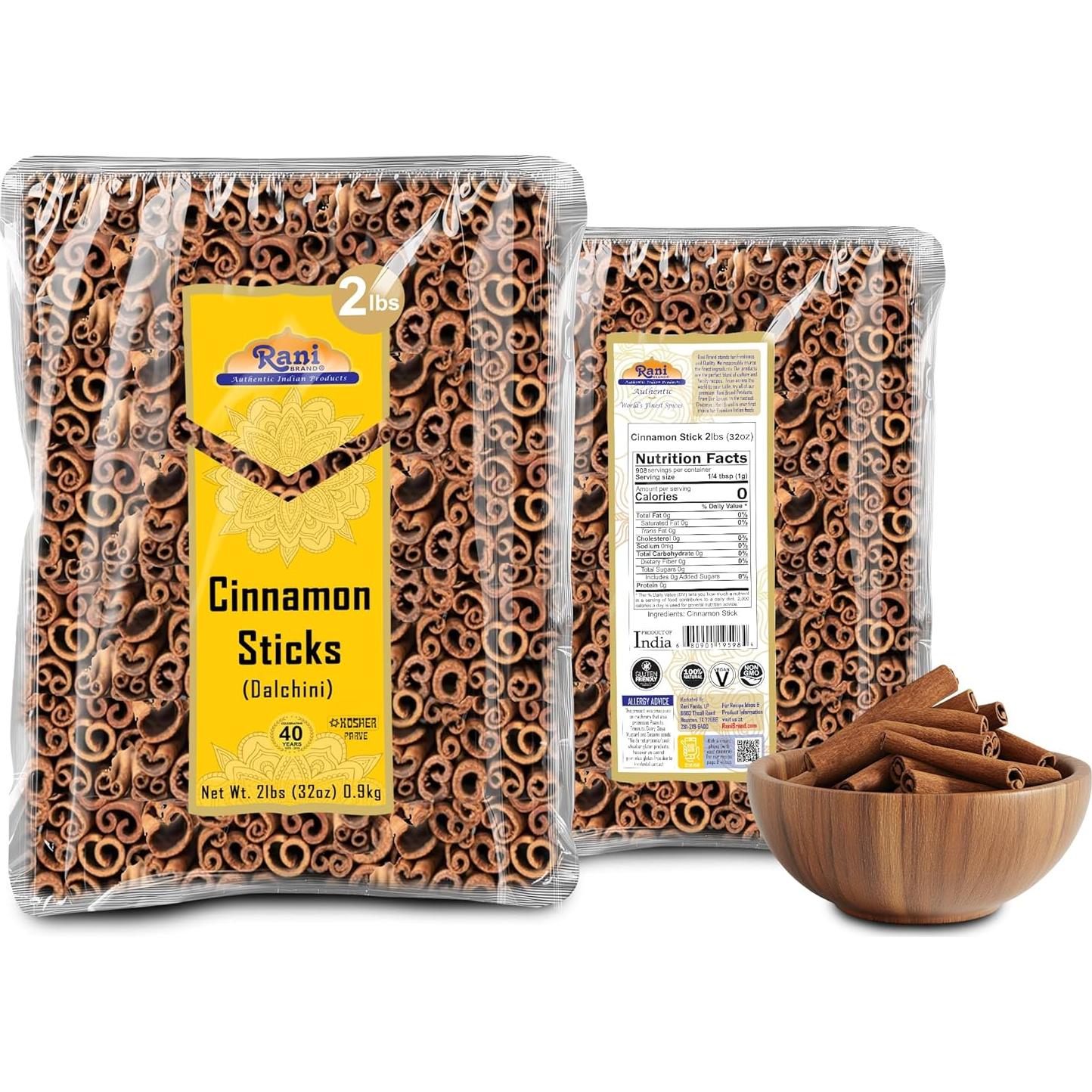 Palitos de Canela Rani 908g - Aroma Fuerte, Kosher, 175-200 Unidades