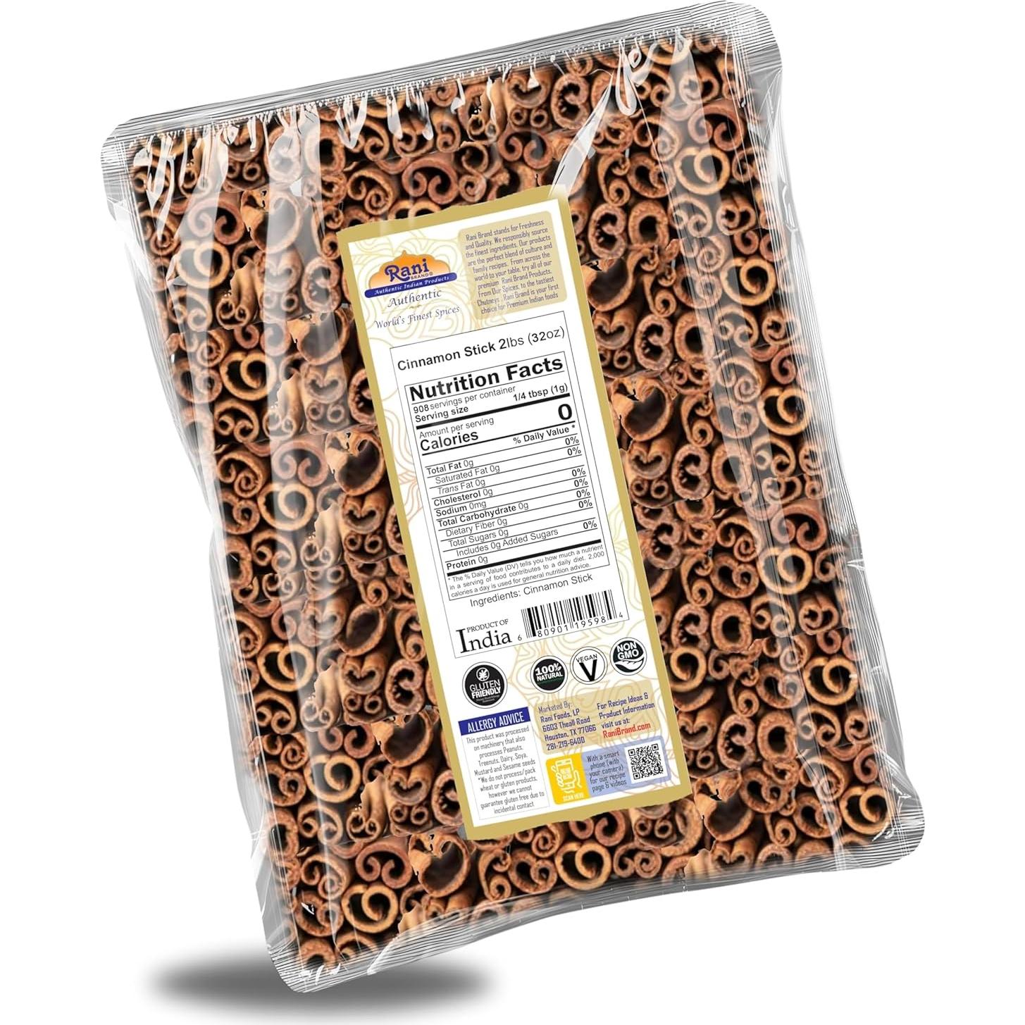 Palitos de Canela Rani 908g - Aroma Fuerte, Kosher, 175-200 Unidades