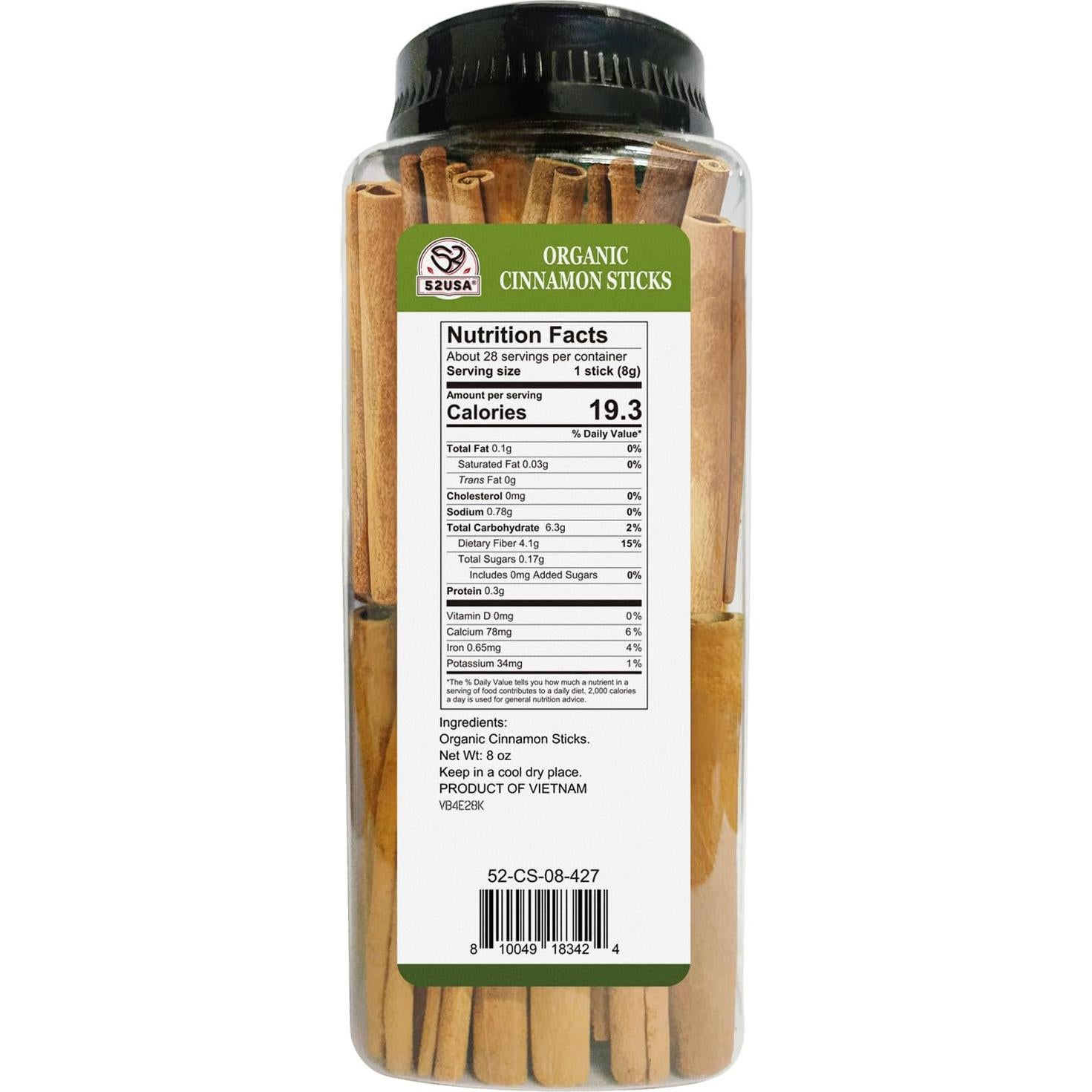 Palitos de Canela Orgánica 52USA 226g - Pura y Fresca