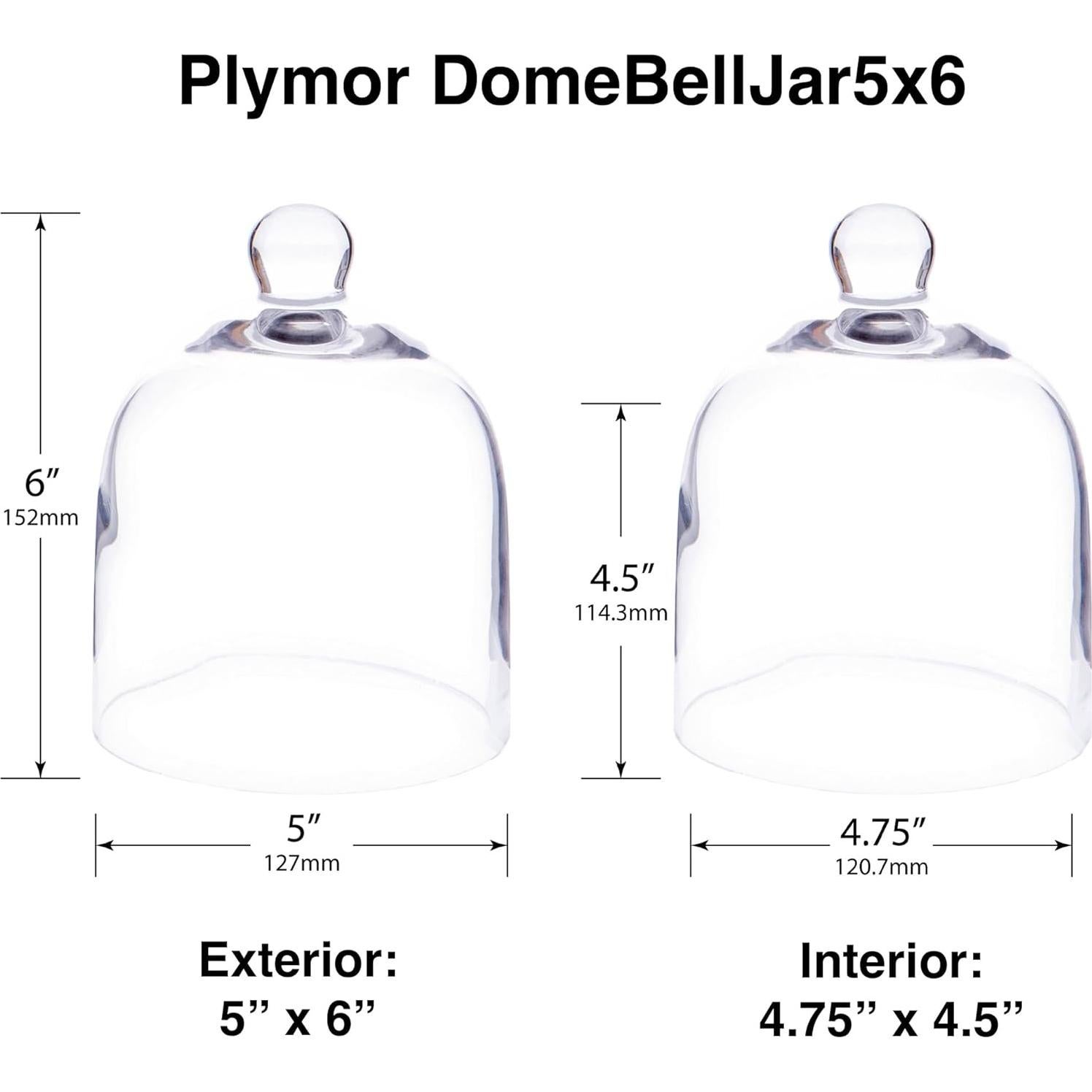 Campana de vidrio Plymor 12.7 x 15.2 cm sin base