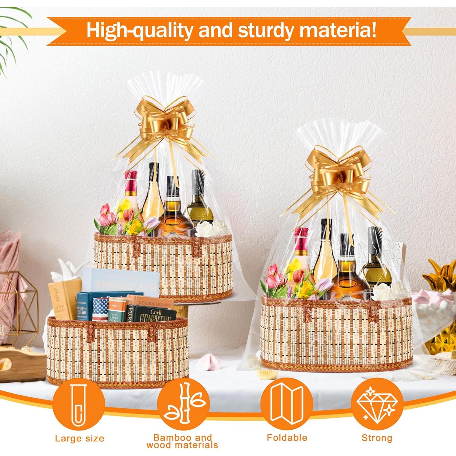 Cesta de Regalo de Bambú Tejida Orchidleaf 34.8x22x15 cm