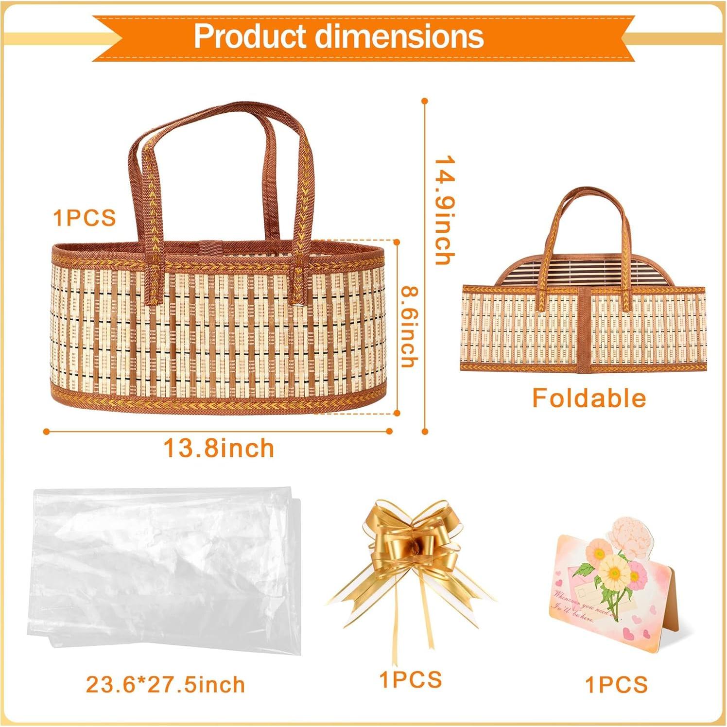 Cesta de Regalo de Bambú Tejida Orchidleaf 34.8x22x15 cm