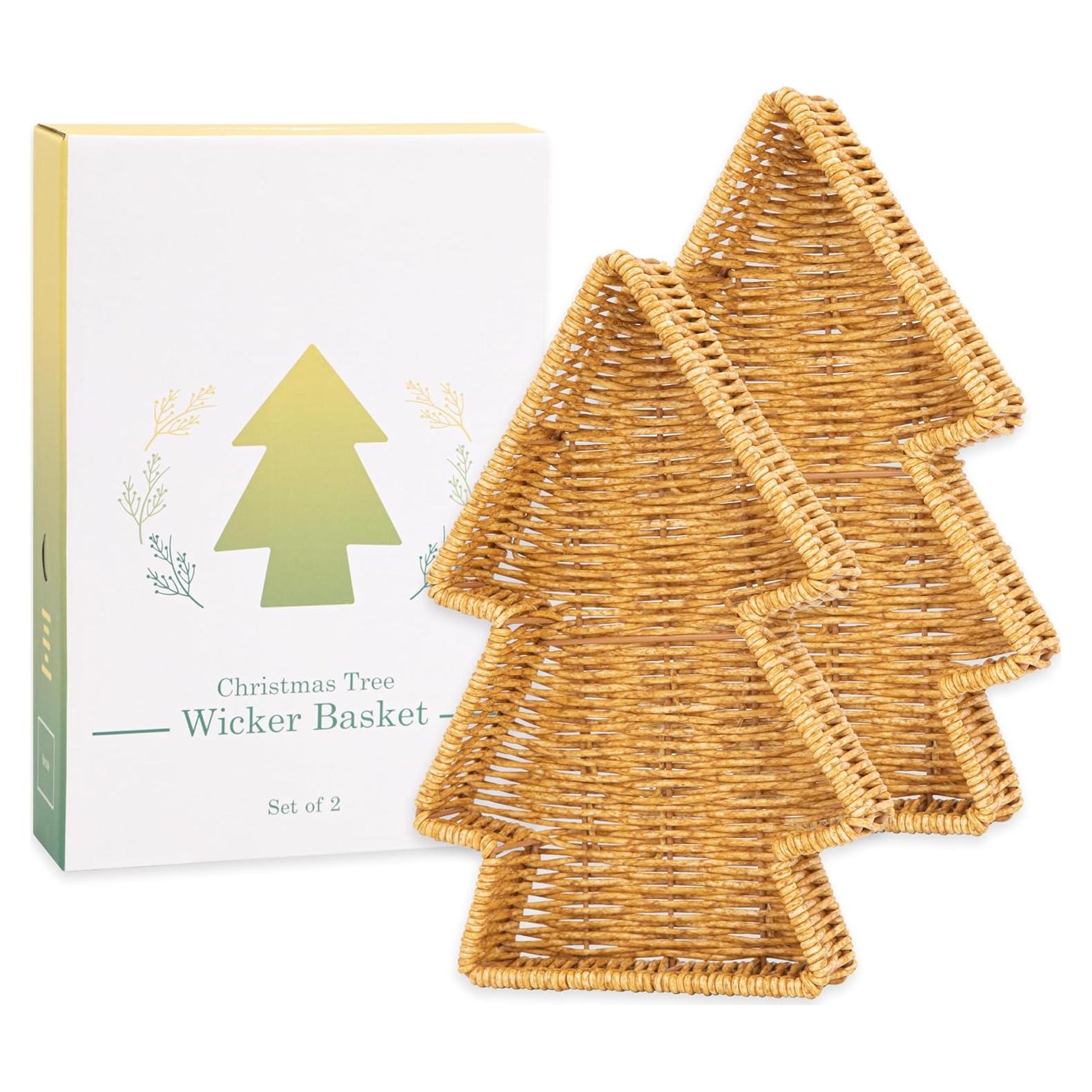 Cesta de Mimbre Navidad myHomeBody Set de 2 Beige 28.4x19.1cm