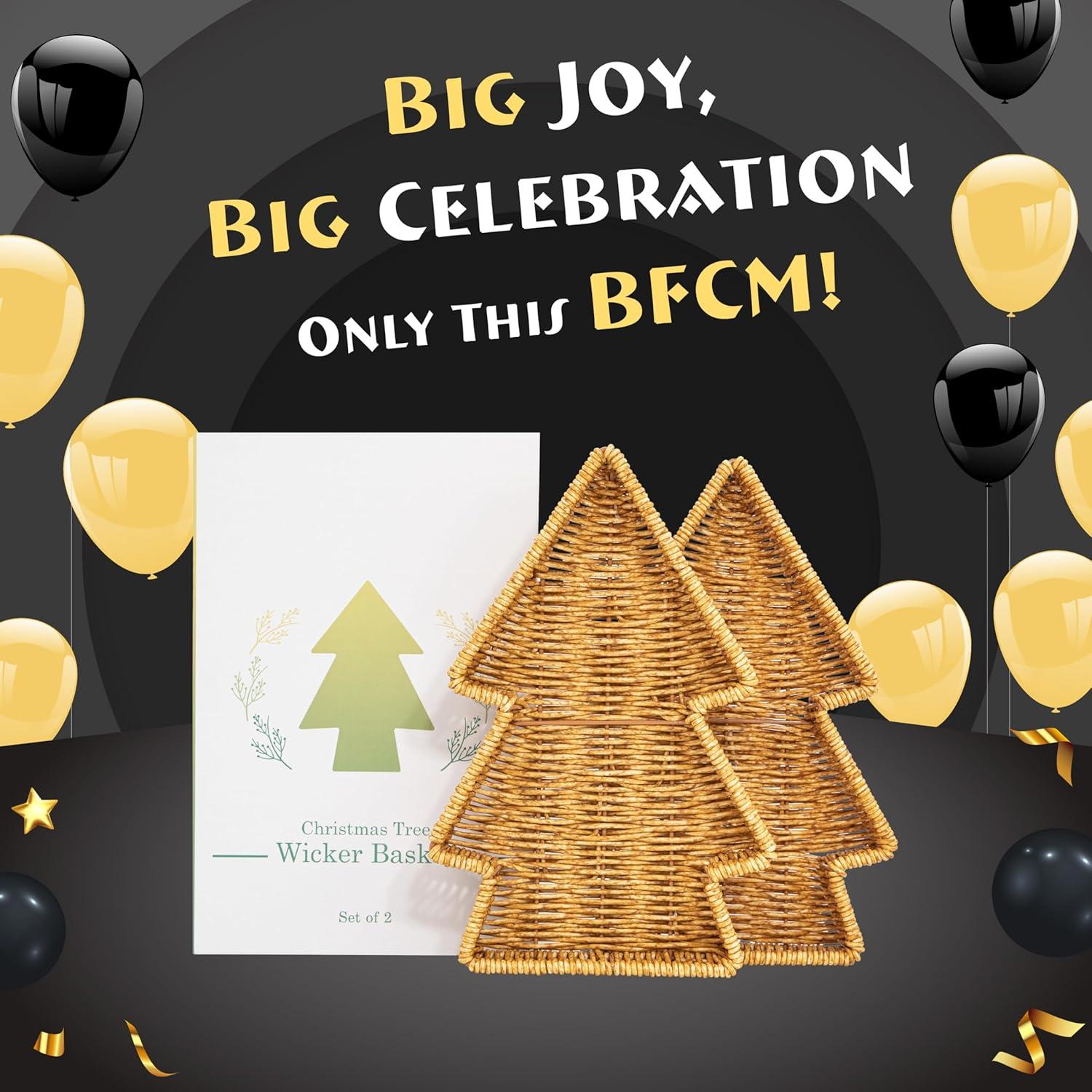 Cesta de Mimbre Navidad myHomeBody Set de 2 Beige 28.4x19.1cm