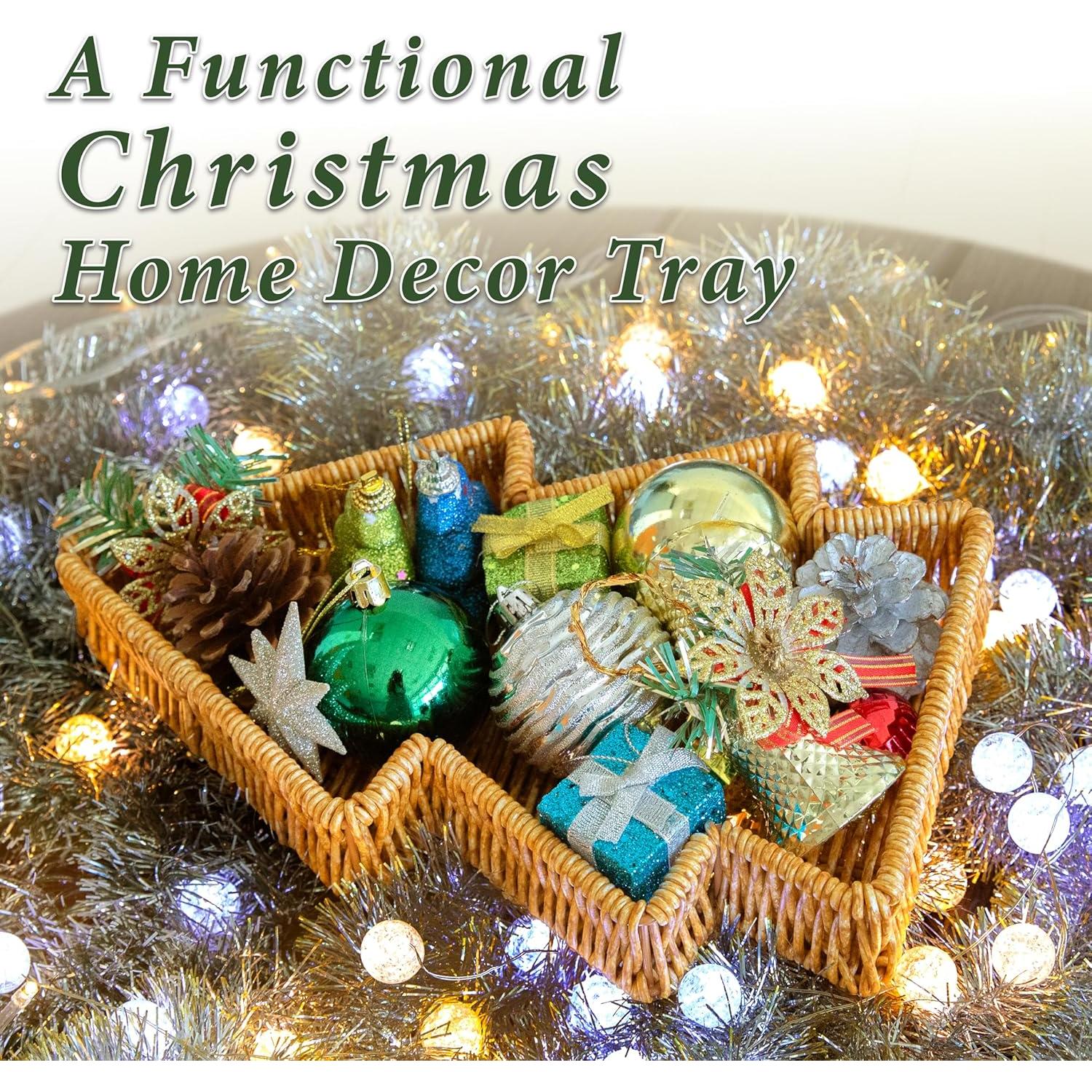 Cesta de Mimbre Navidad myHomeBody Set de 2 Beige 28.4x19.1cm