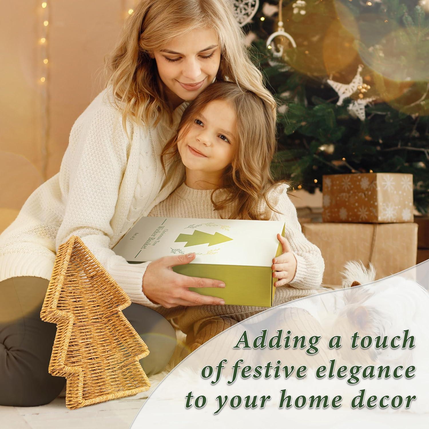 Cesta de Mimbre Navidad myHomeBody Set de 2 Beige 28.4x19.1cm