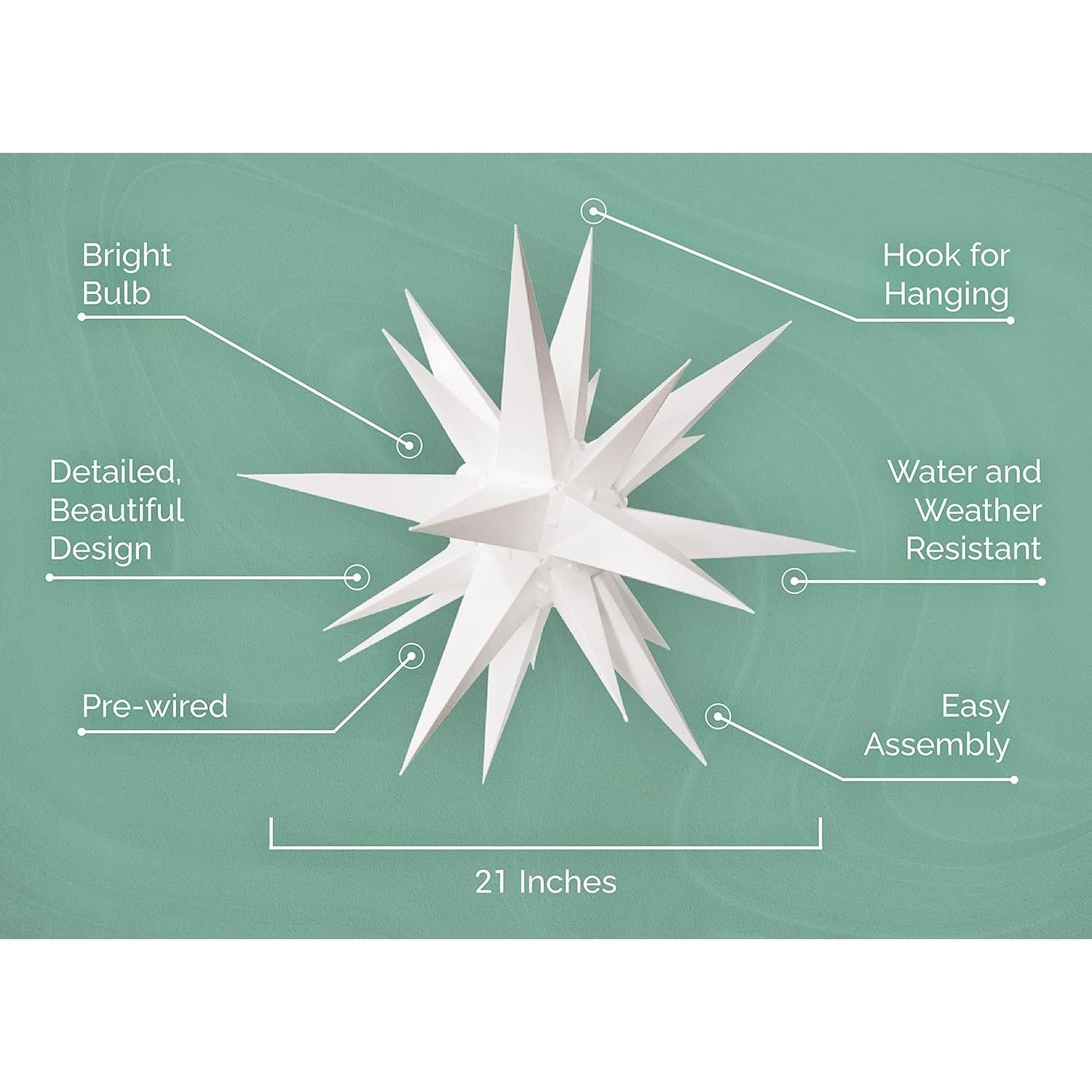 Estrella Moraviana LED Blanca Cálida 53 cm - Decoración Navideña