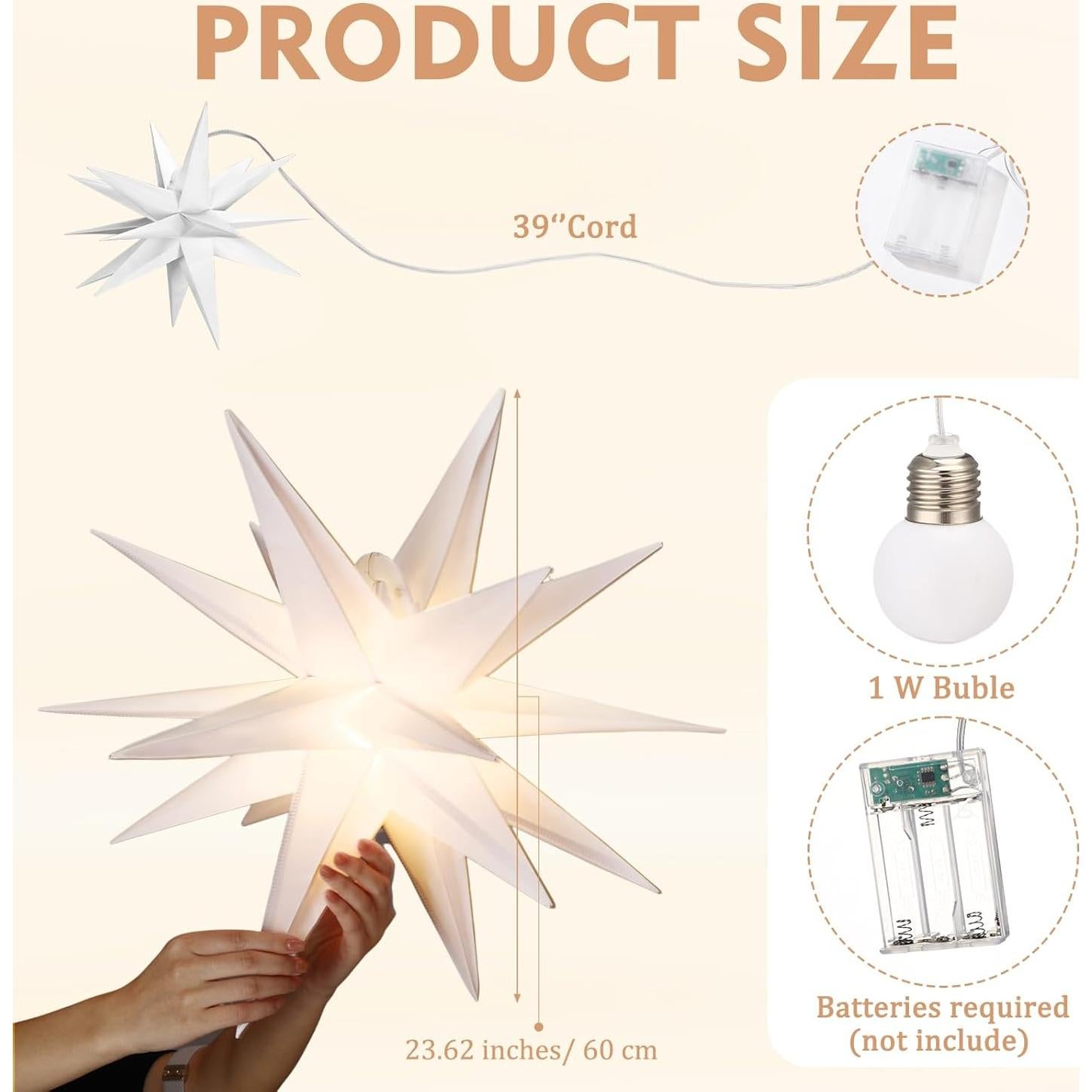 Linterna Estrella de Navidad Grinsvalley 60 cm LED Blanca