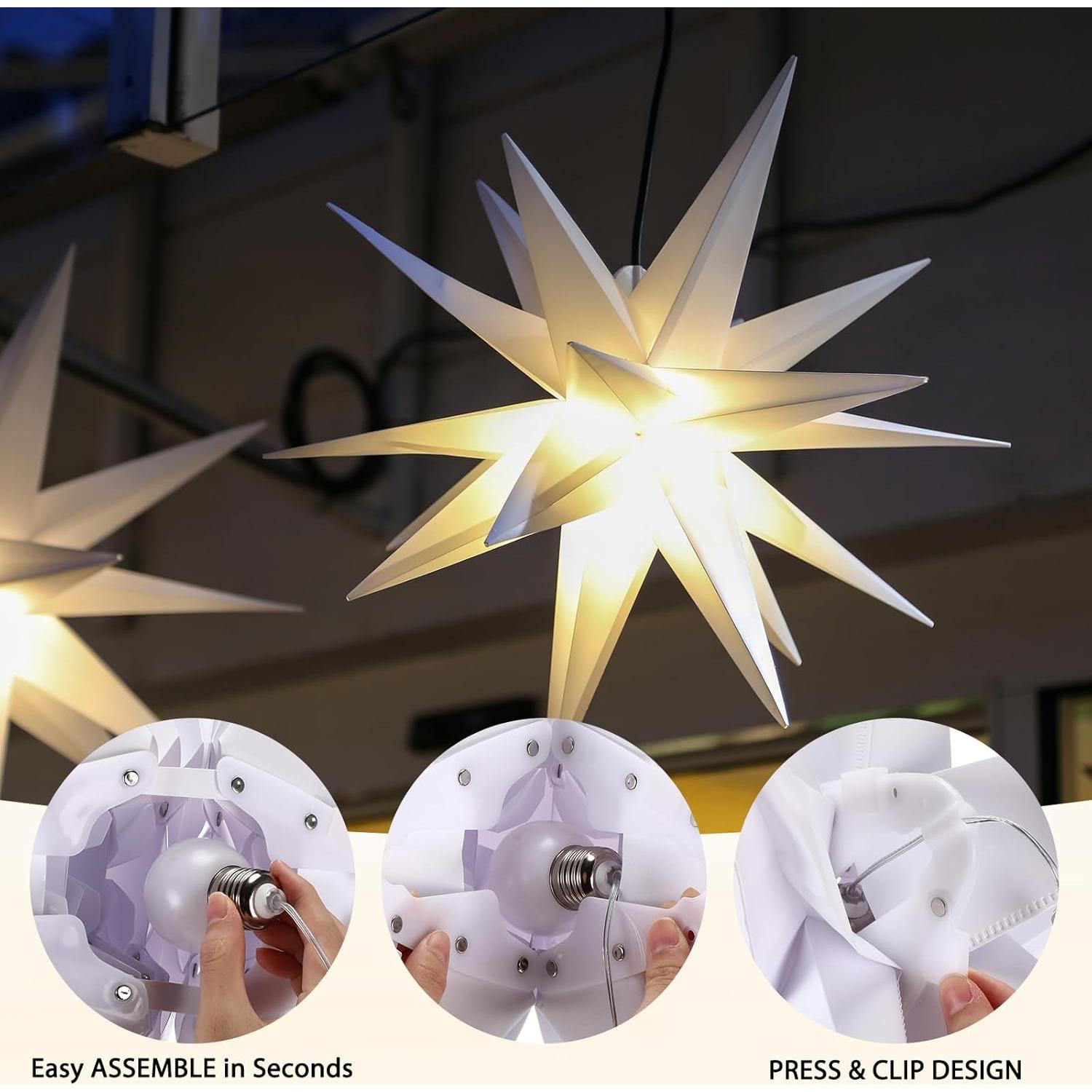 Linterna Estrella de Navidad Grinsvalley 60 cm LED Blanca