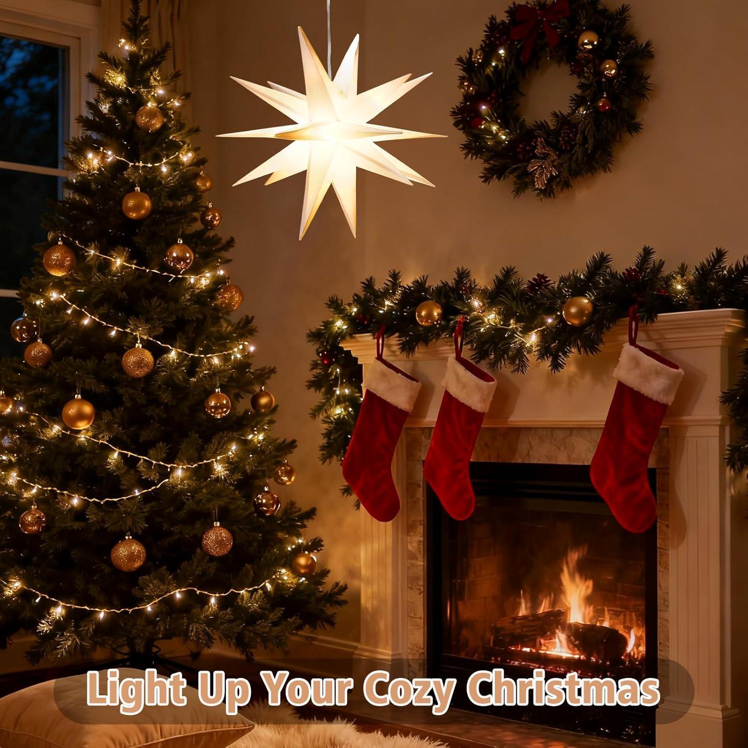 Linterna Estrella de Navidad Grinsvalley 60 cm LED Blanca