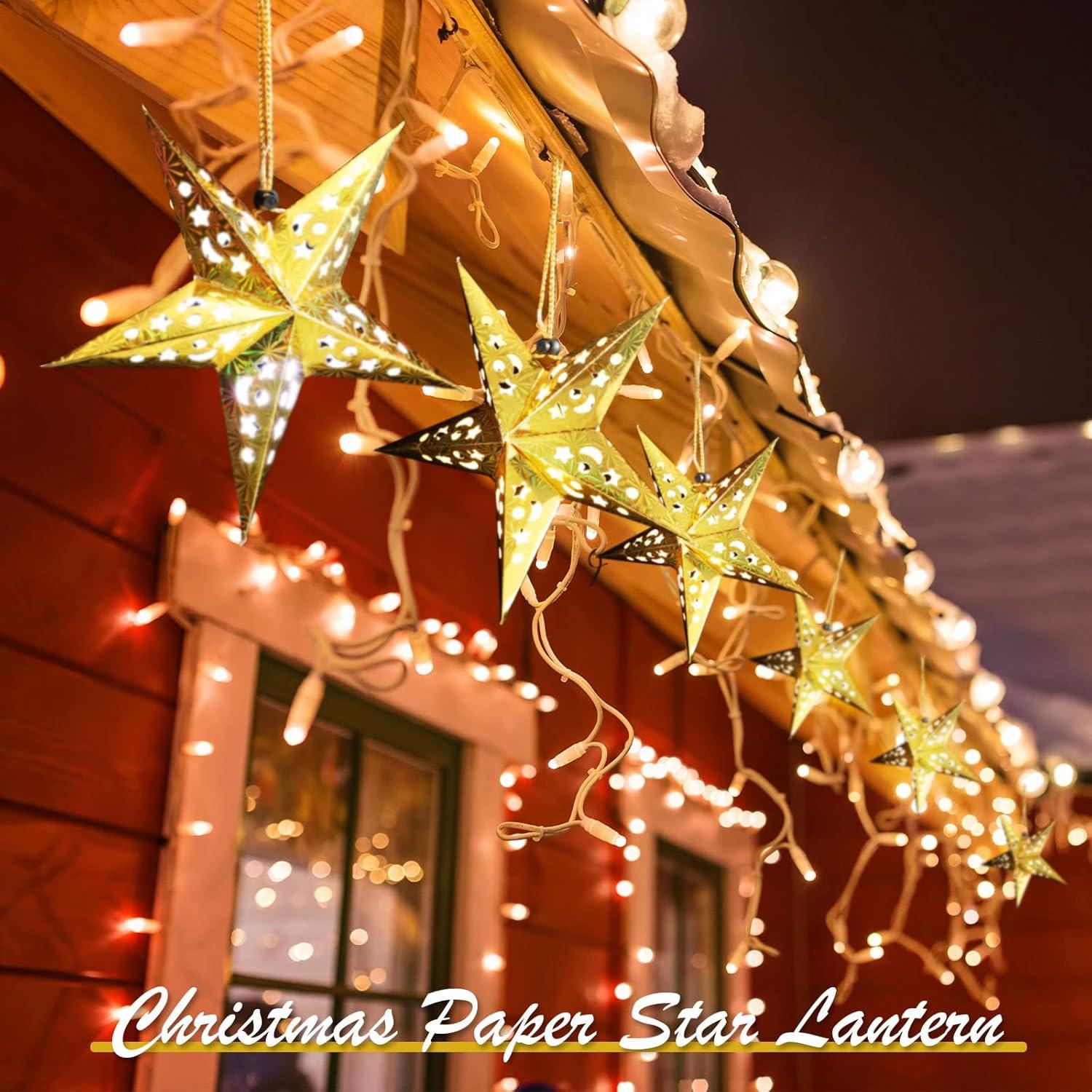 10 Lámparas de Estrella de Papel 3D Zhanmai 30 cm con LED