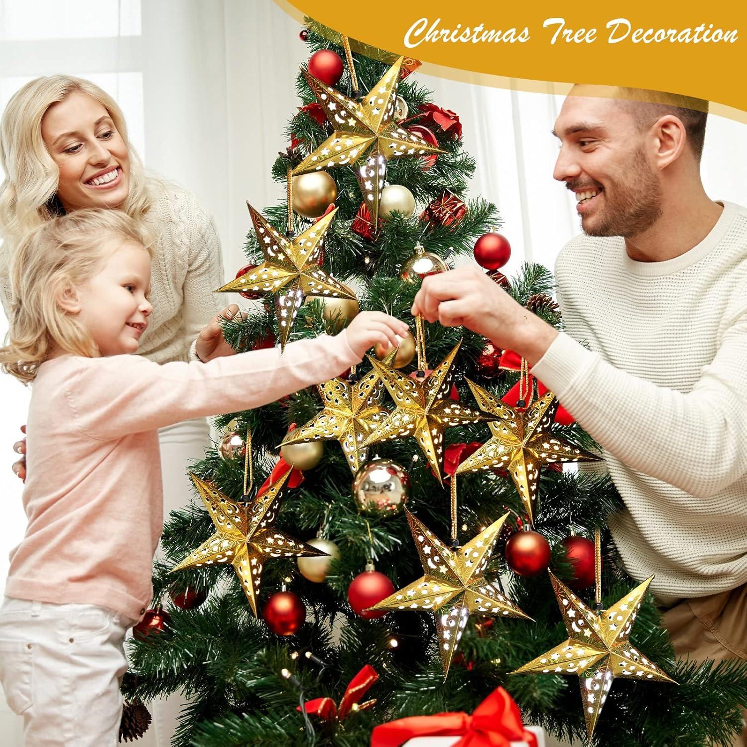 10 Lámparas de Estrella de Papel 3D Zhanmai 30 cm con LED