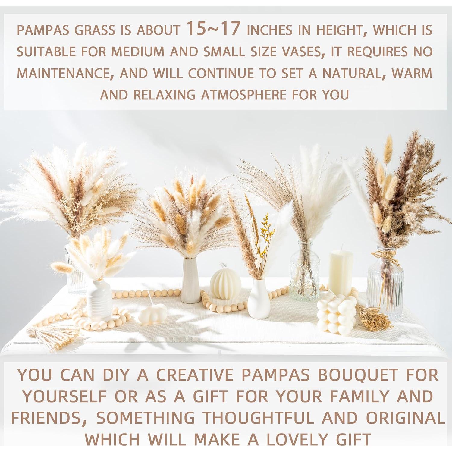 Ramo Decorativo de Hierba Pampas Natural 96PCS Wild Autumn