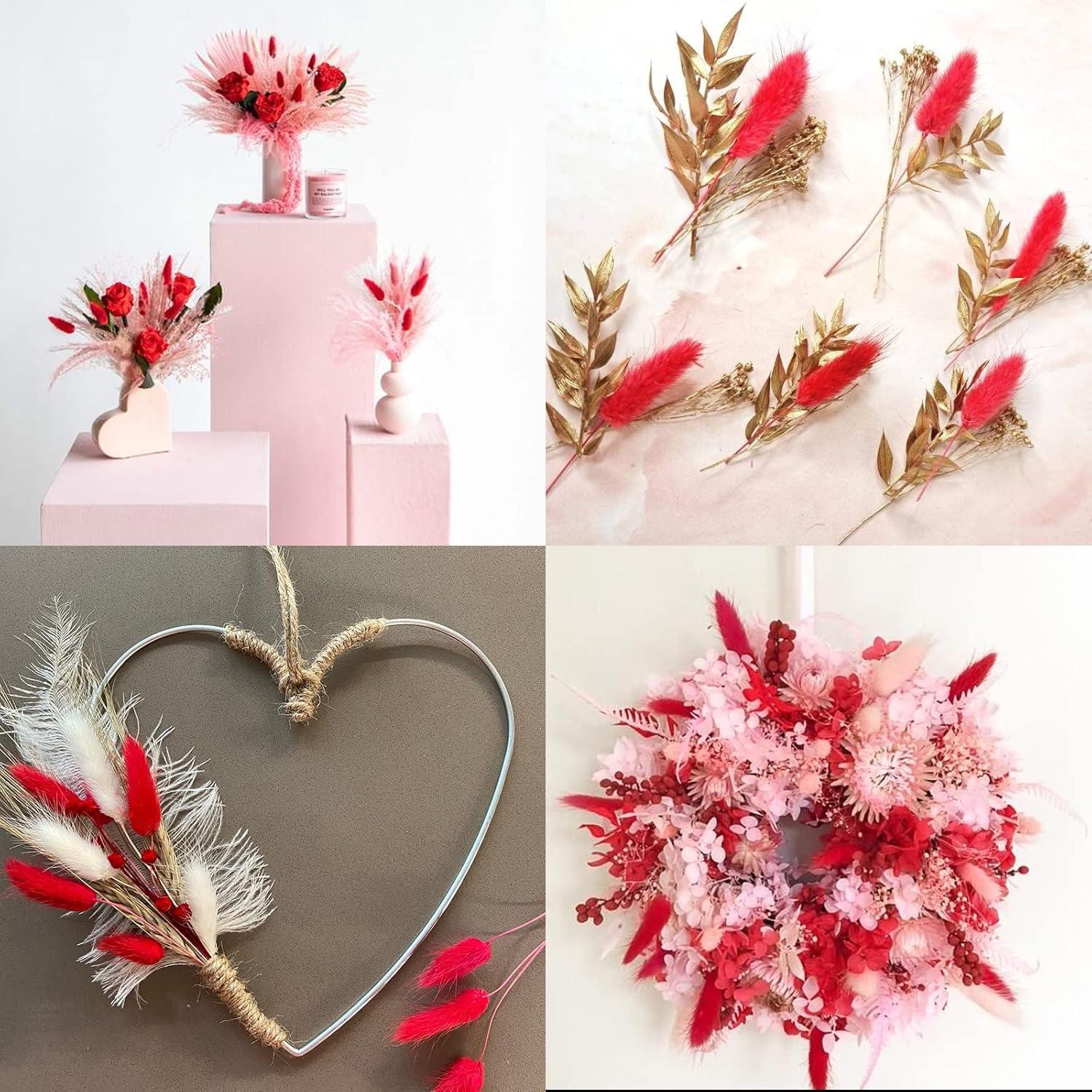 120 Piezas Colas de Conejo Rojas Flores Secas Naturales 43cm