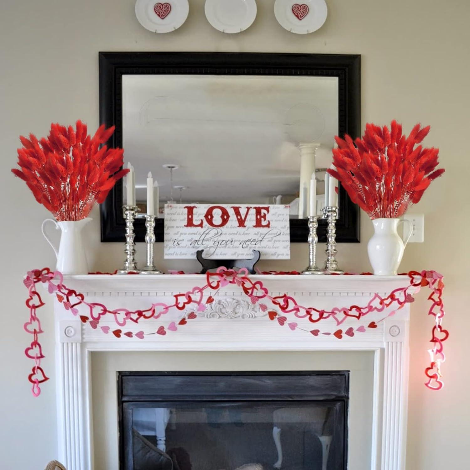 120 Piezas Colas de Conejo Rojas Flores Secas Naturales 43cm