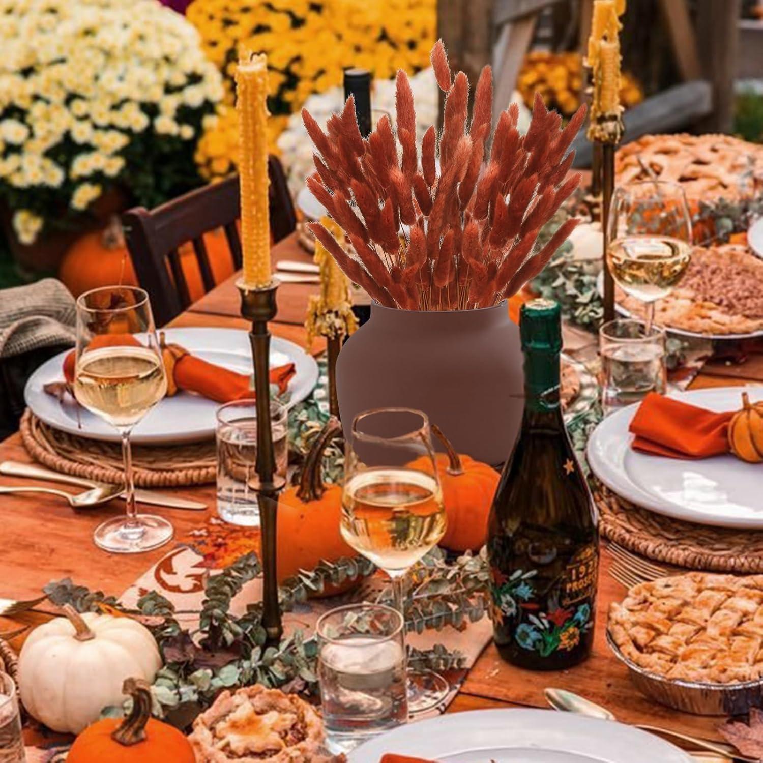 120 Piezas Colas de Conejo Secas HSTEY 43 cm Color Caramelo