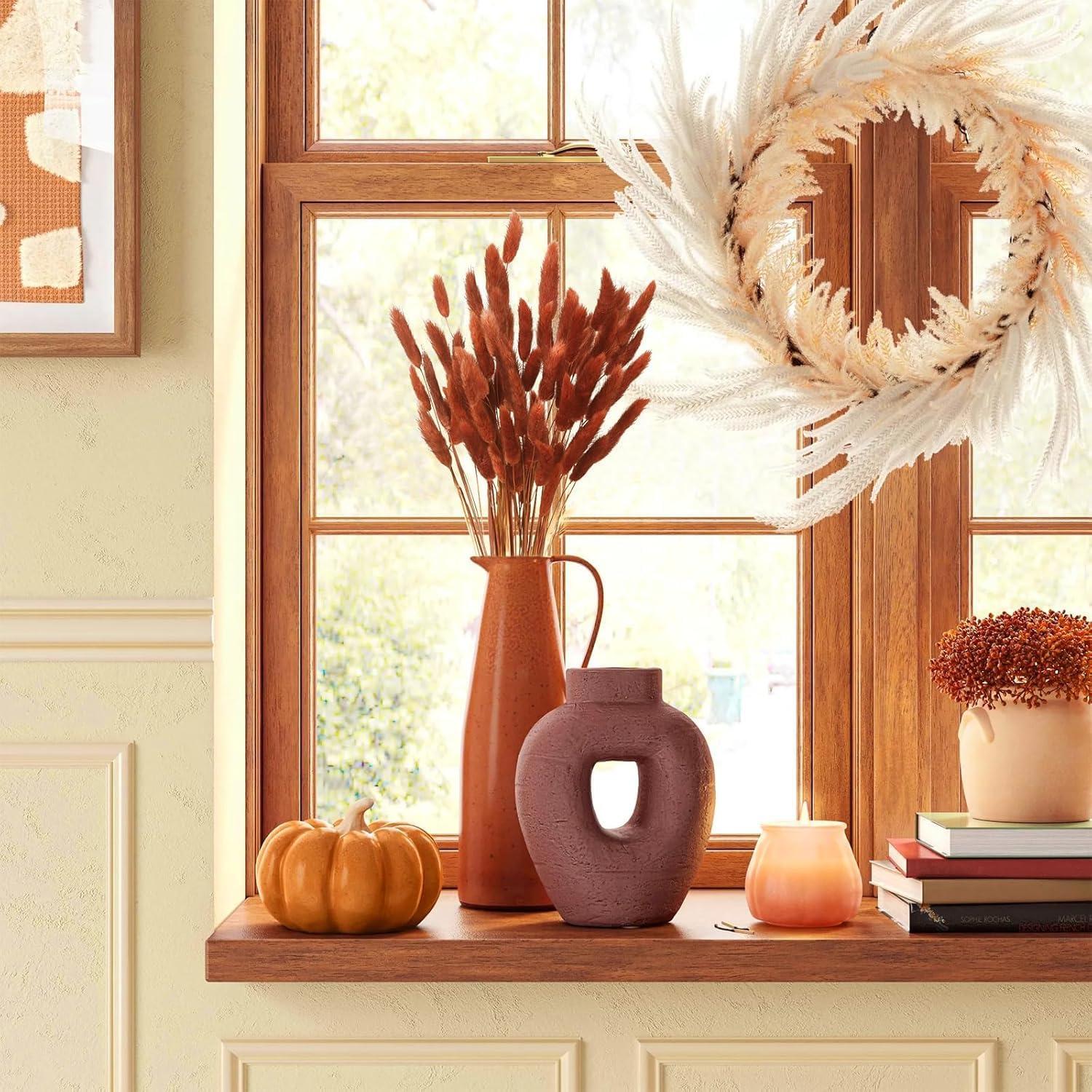 120 Piezas Colas de Conejo Secas HSTEY 43 cm Color Caramelo