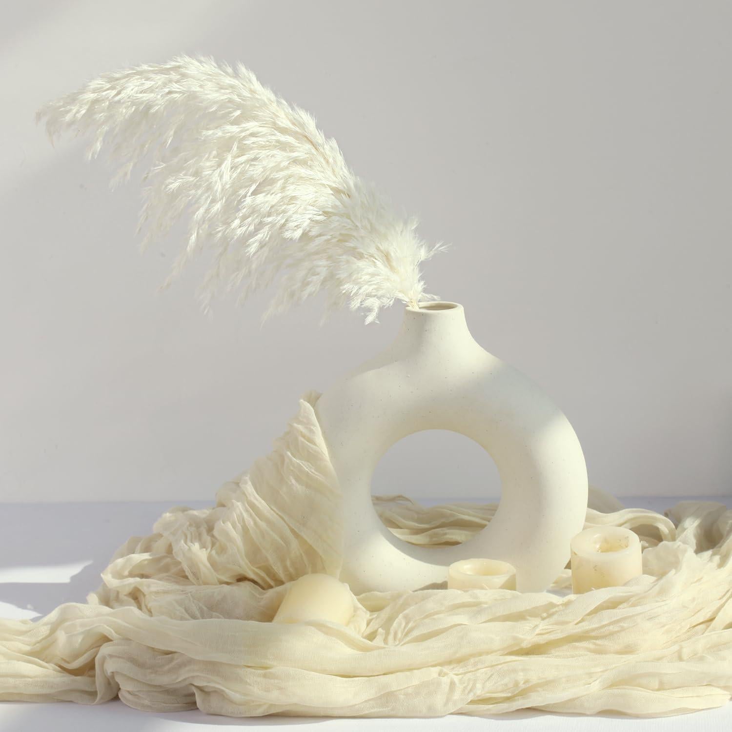 20PCS Hierba Pampas Secas Blancas ROROUNE para Decoración